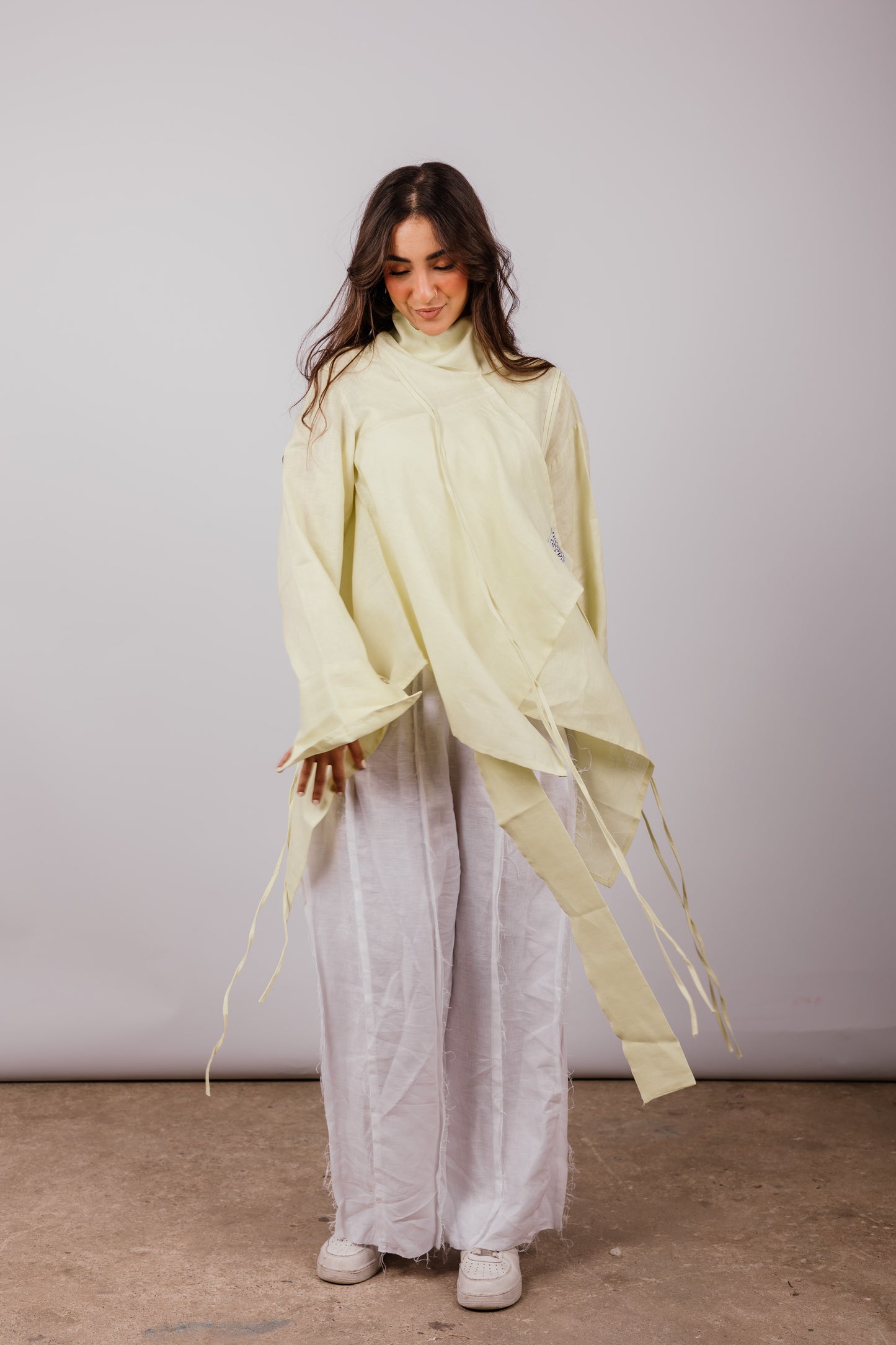 Double Collar With Fringes In Butter-lemon