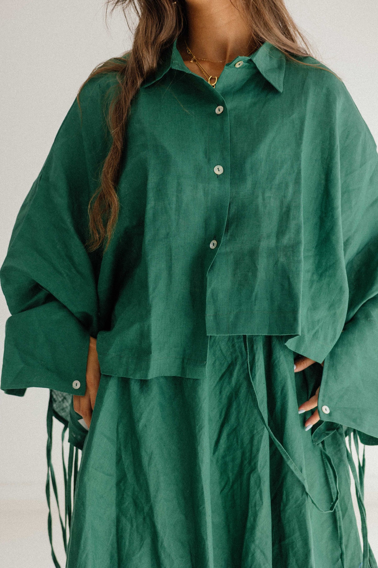 Fringes Shirt In Dark-green