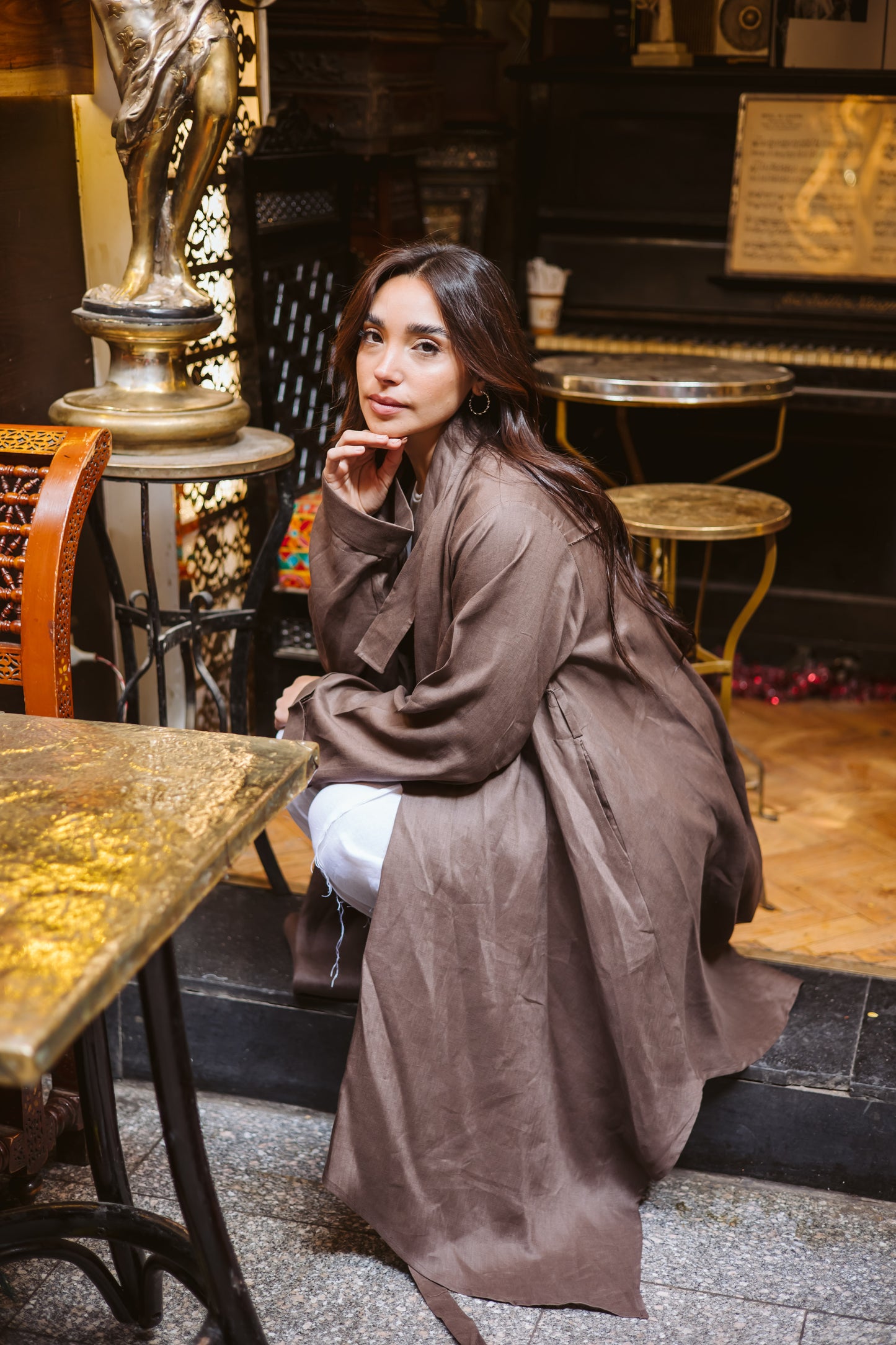 High-low Kimono In Brown