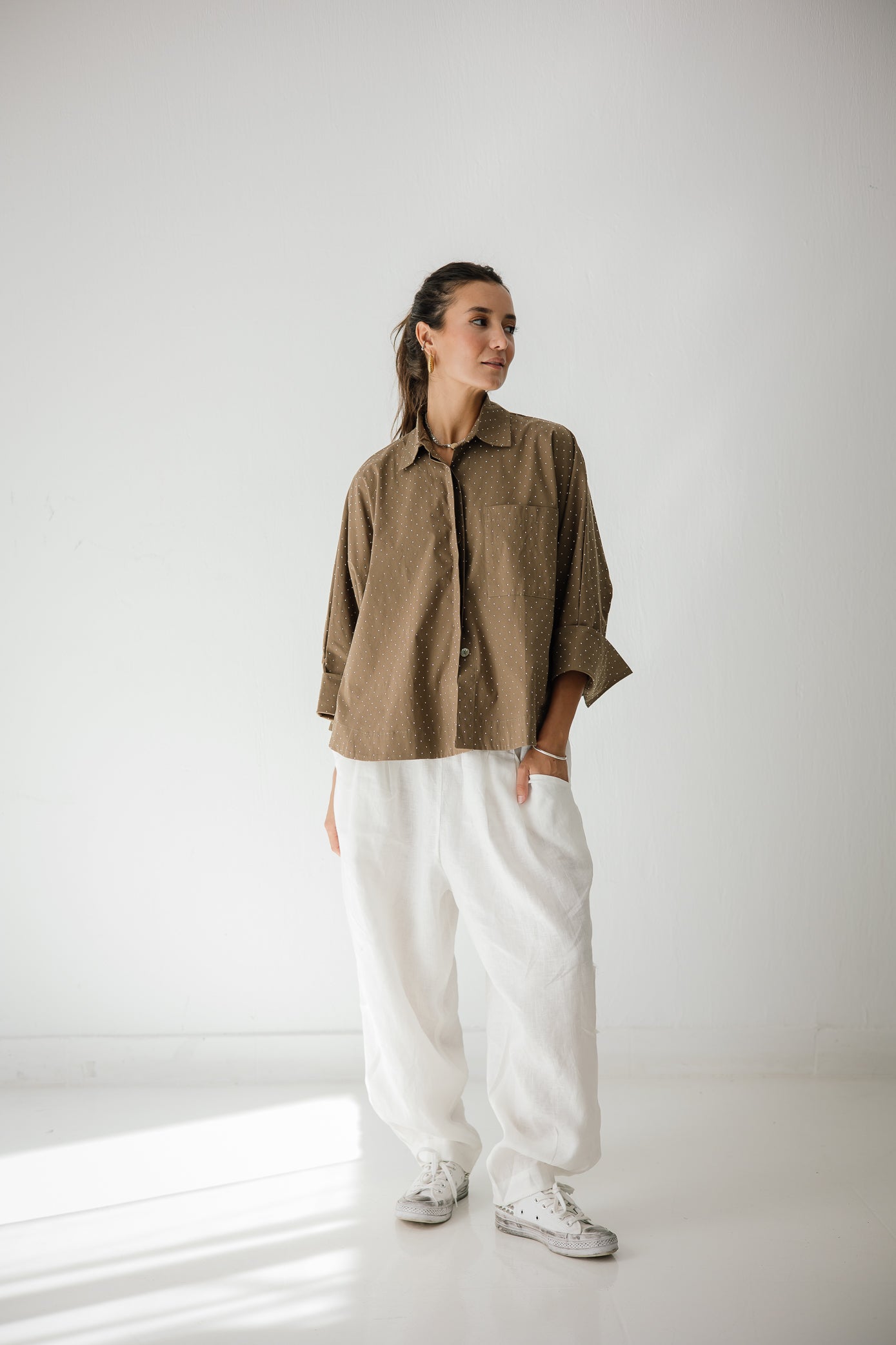 Studding Butterfly Shirt In Brown