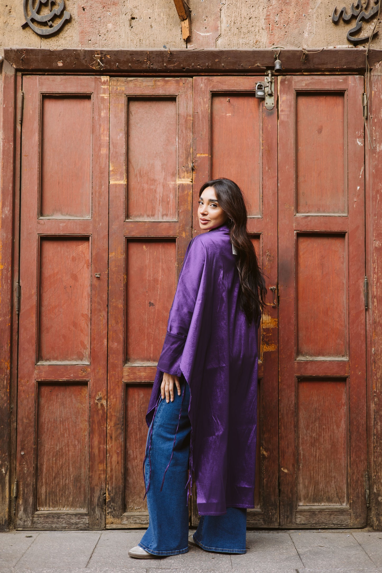 Long Fringes Kaftan In Purple