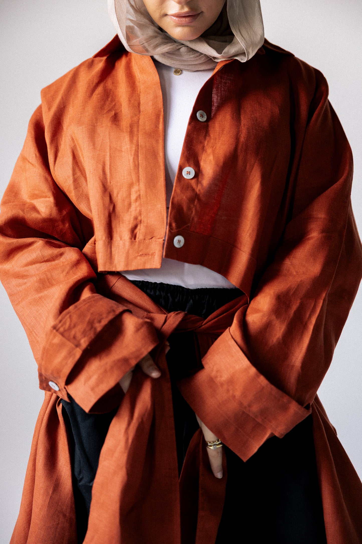 Rap-up shirt in burnt orange