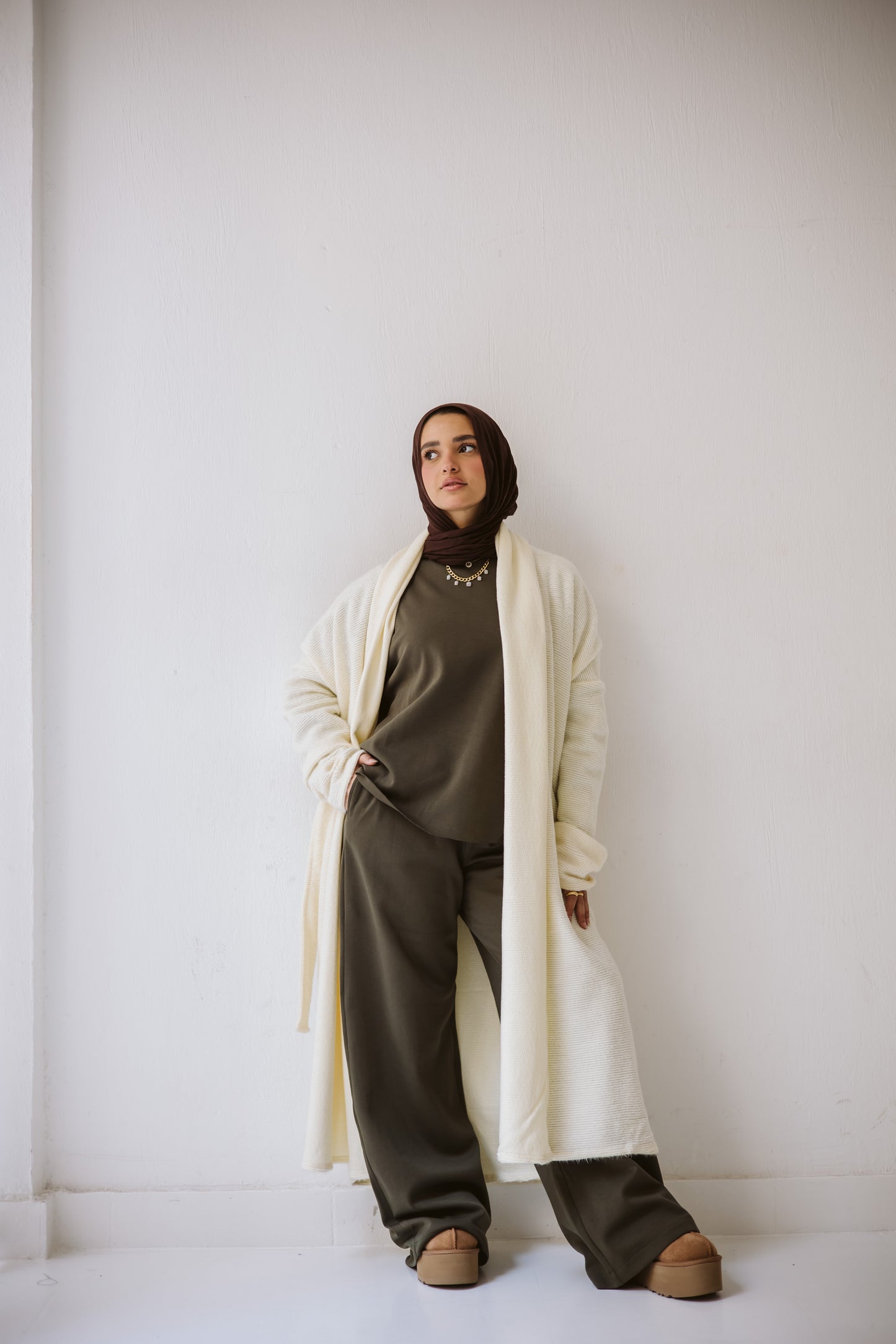Knitted love cardigan in off-white