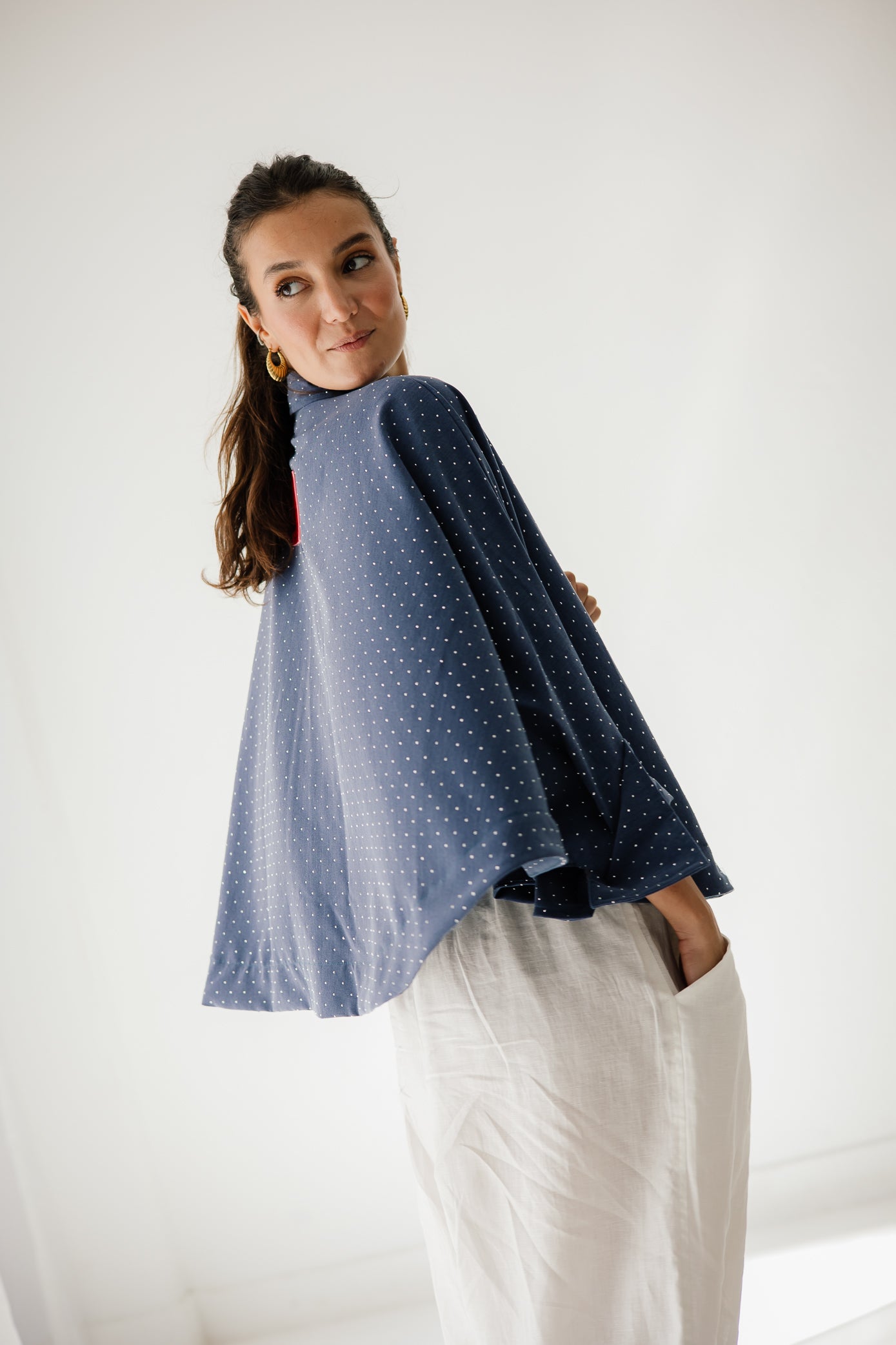 Studding Butterfly Shirt In Dark-blue
