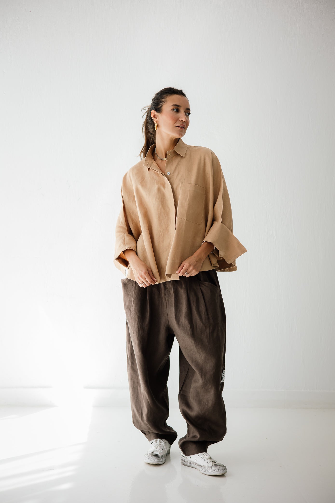 Butterfly Shirt In Light Camel