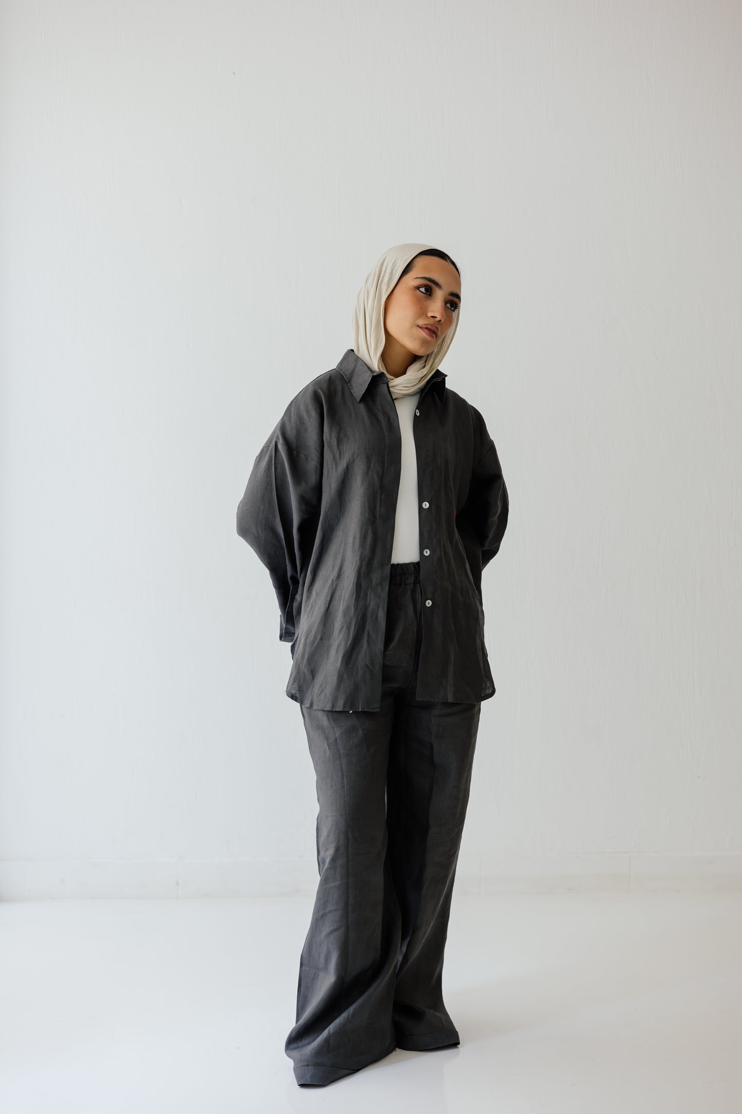 Daily Linen Shirt In Dark-grey