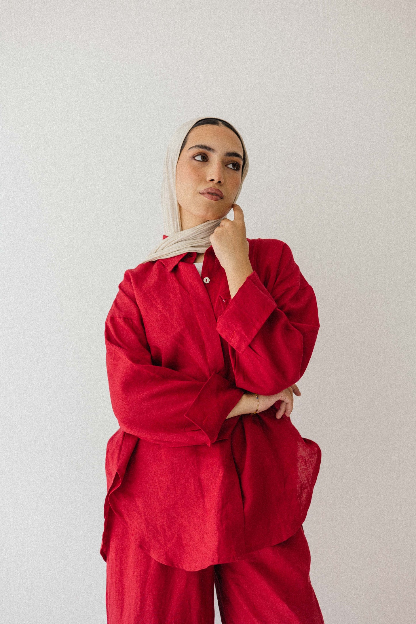 Daily Linen Shirt In Red