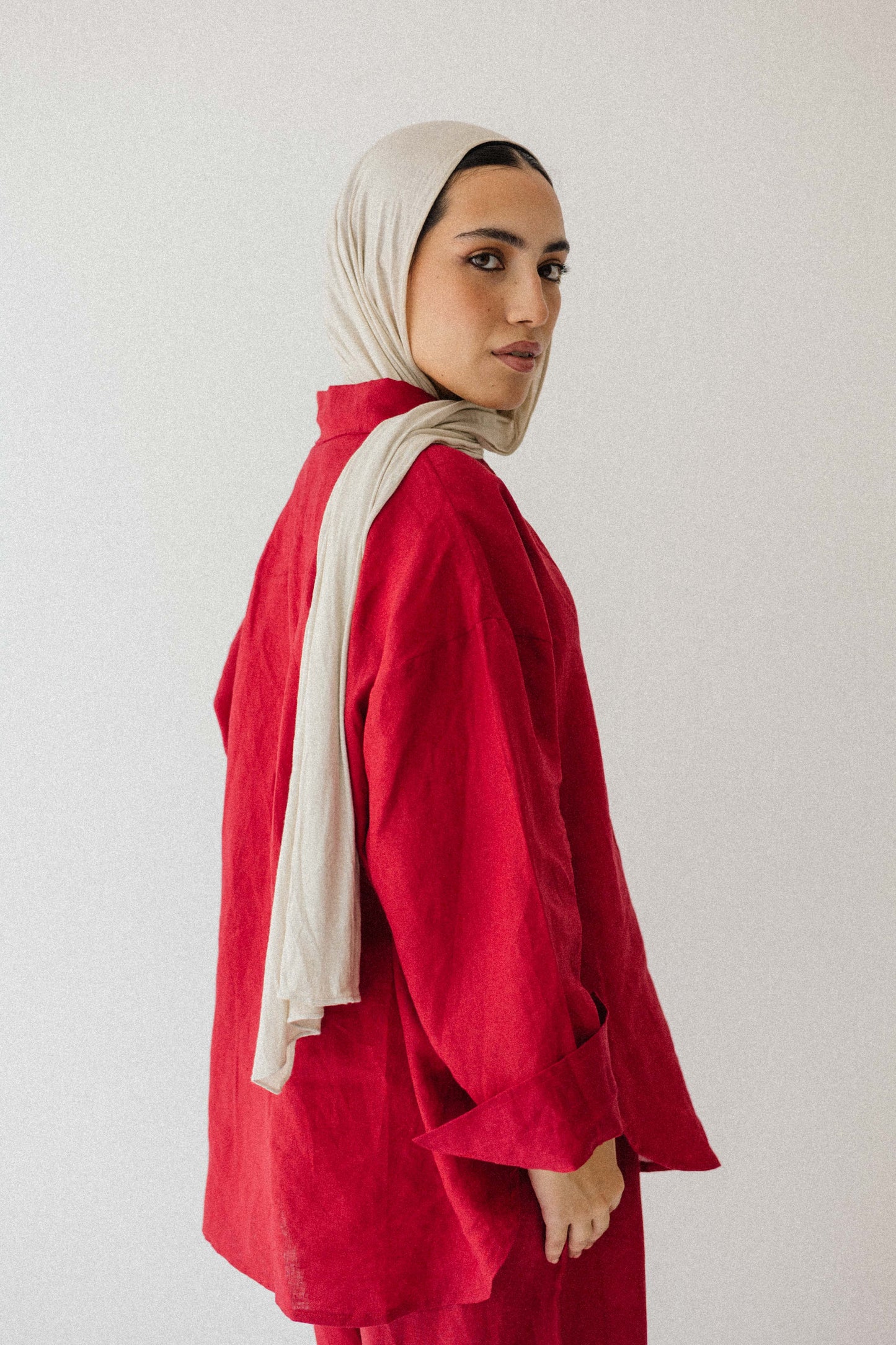 Daily Linen Shirt In Red