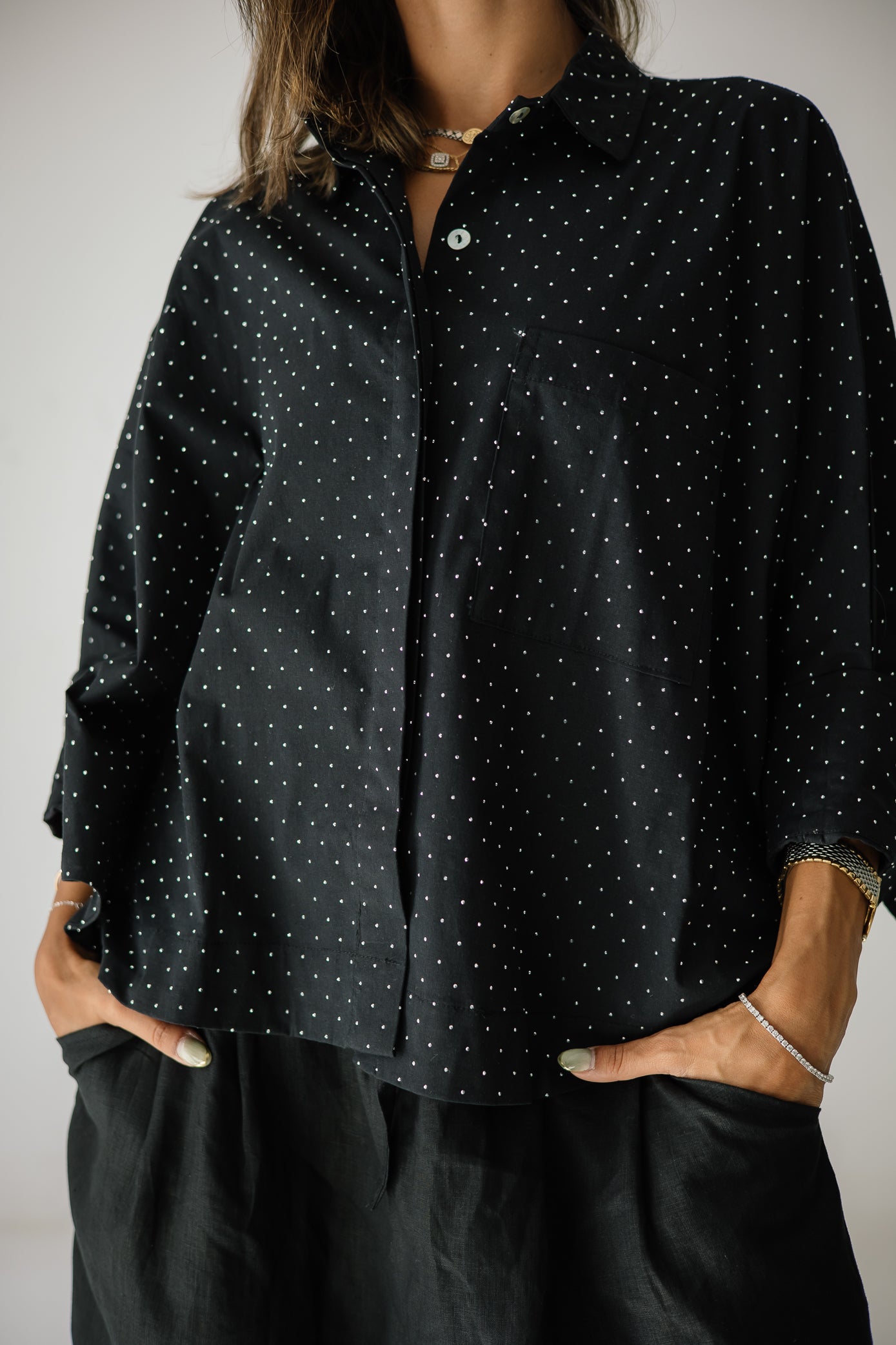 Studding Butterfly Shirt In Black