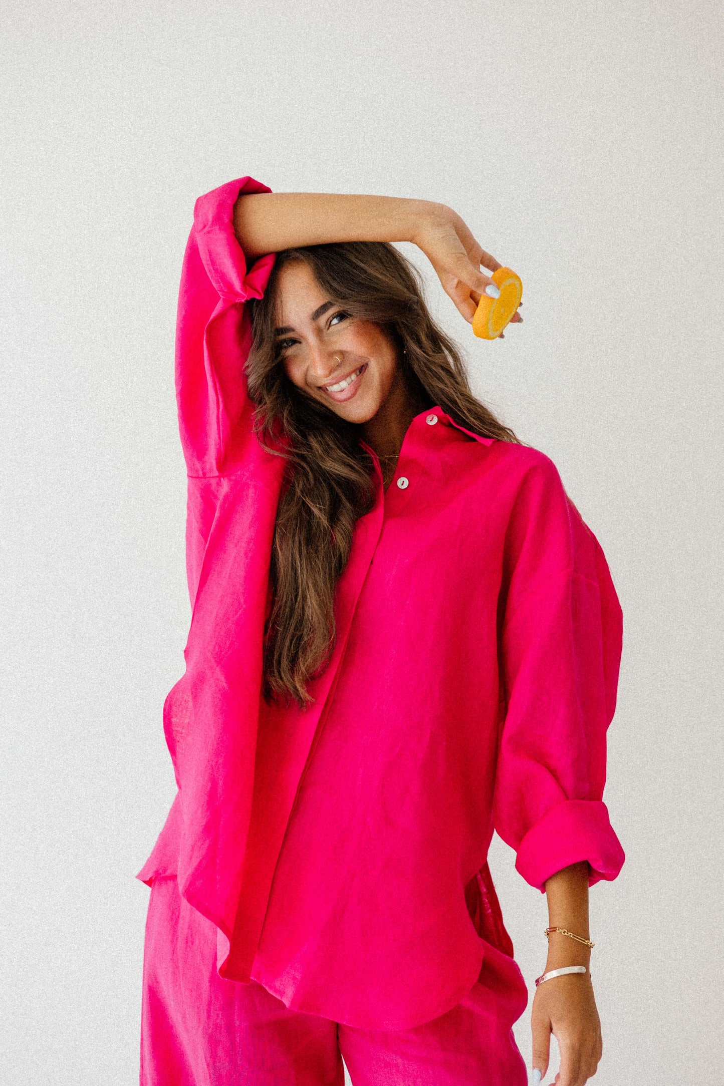 Daily Linen Shirt In Fuchsia