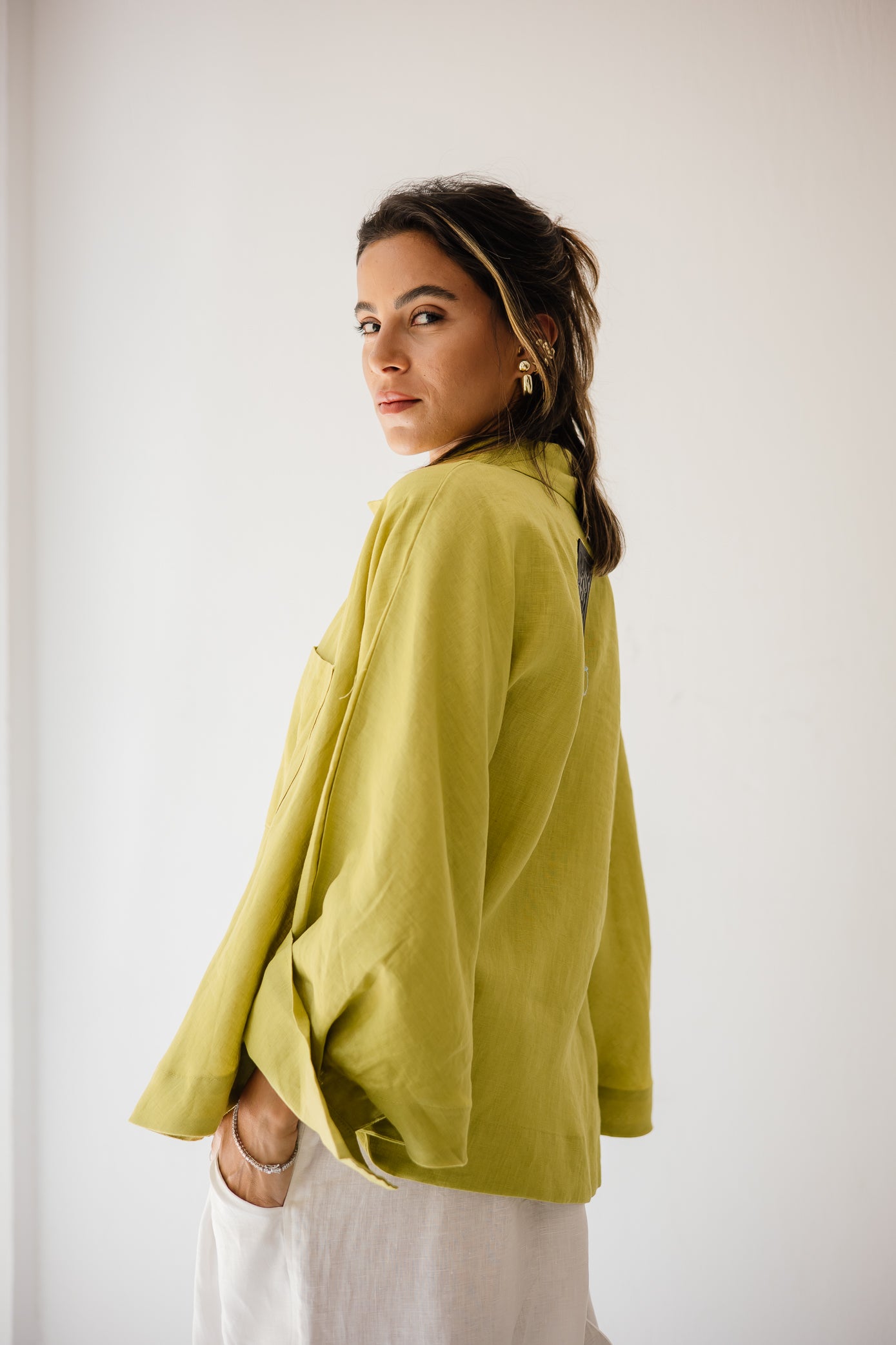 Butterfly Shirt In Lime-green