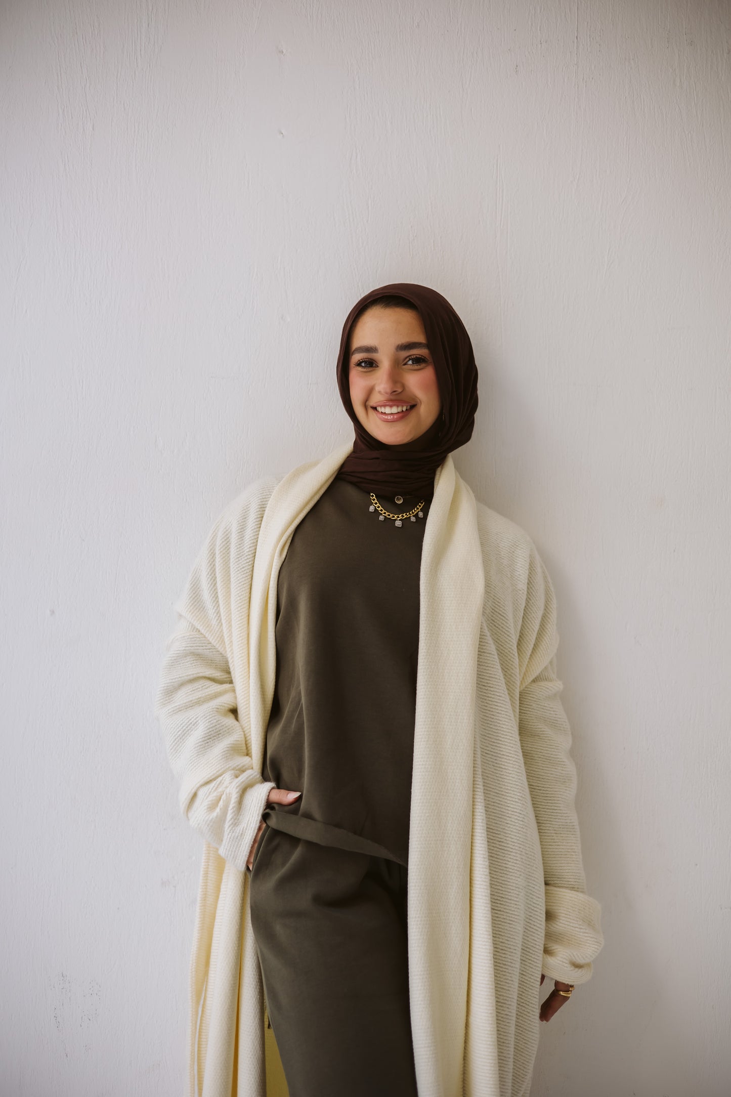 Knitted love cardigan in off-white