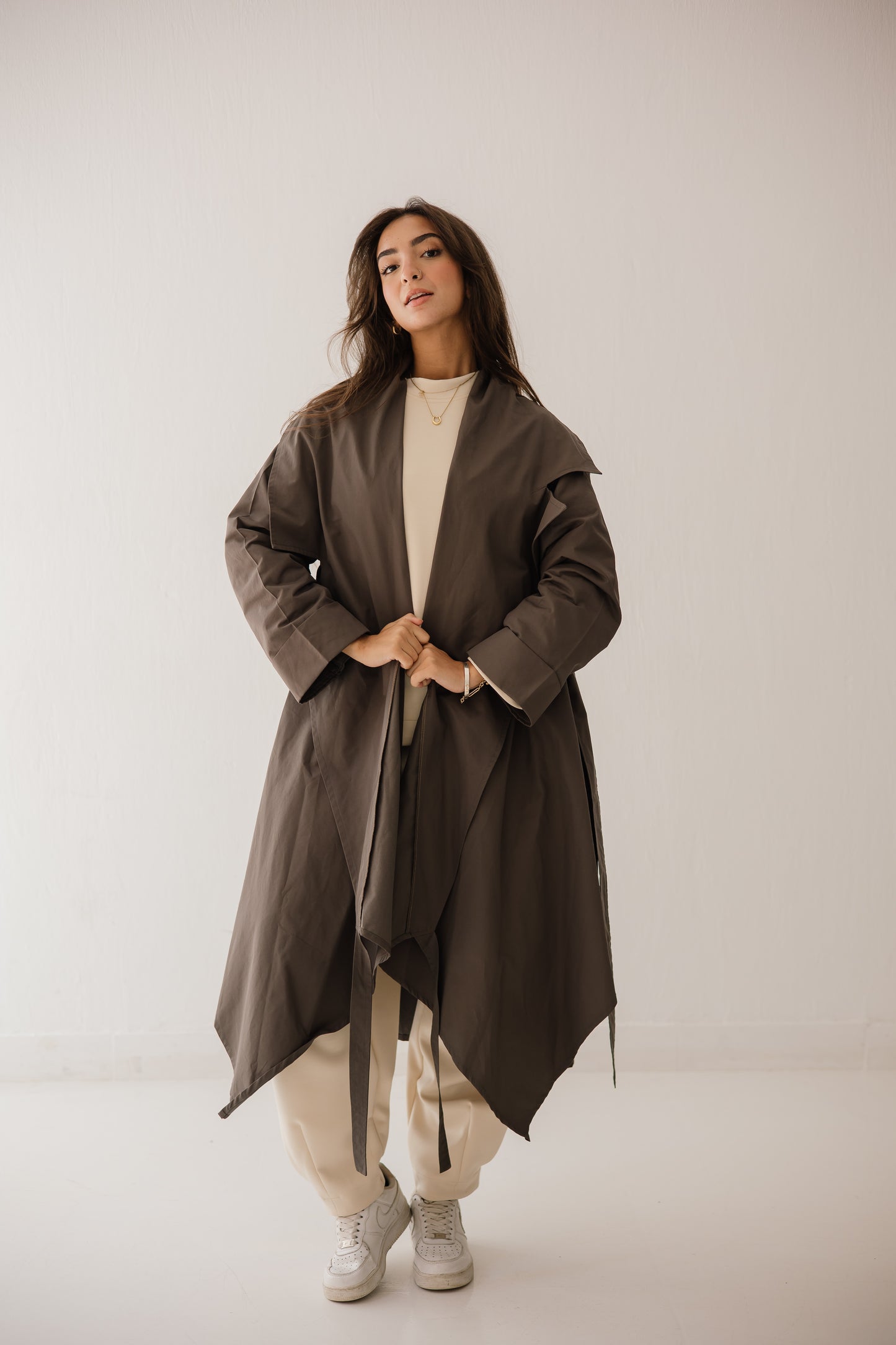 High-low Trench Coat In Griesh