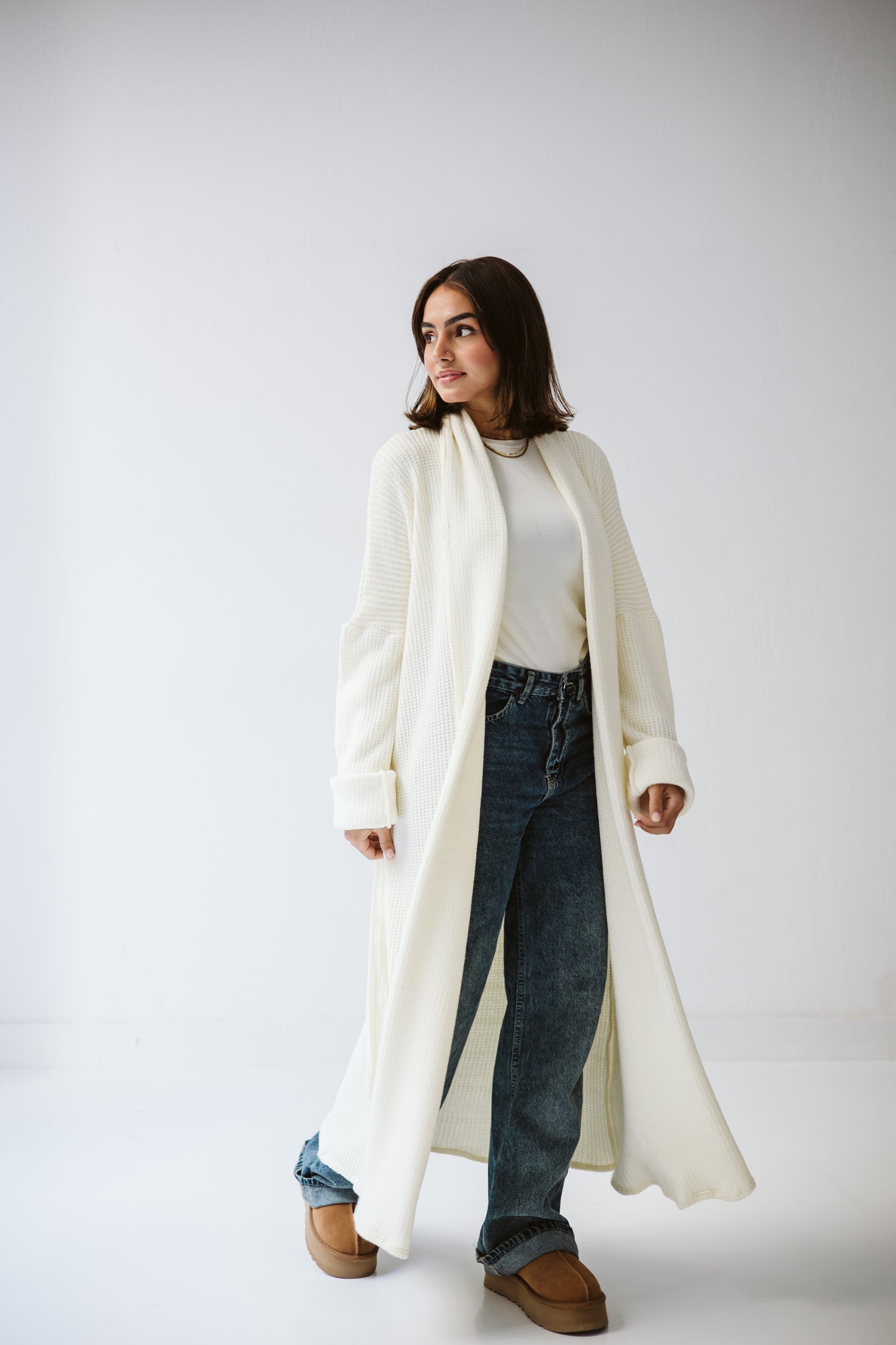 Knitted love cardigan in white