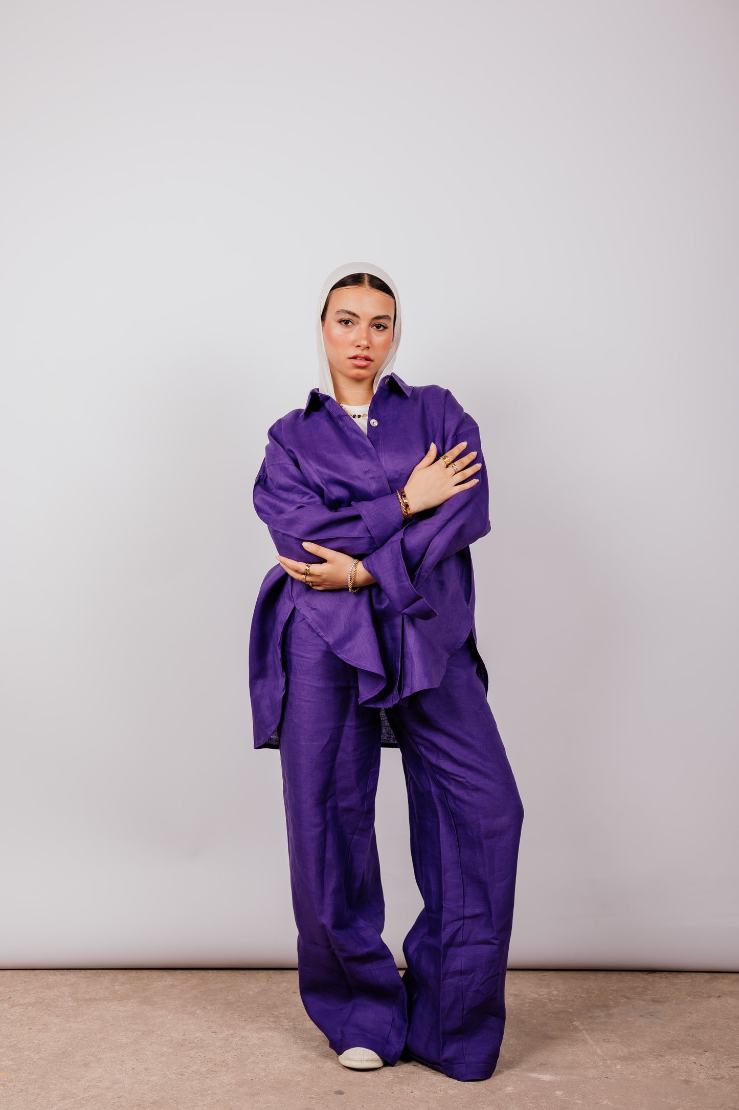 Daily Linen Shirt In Purple