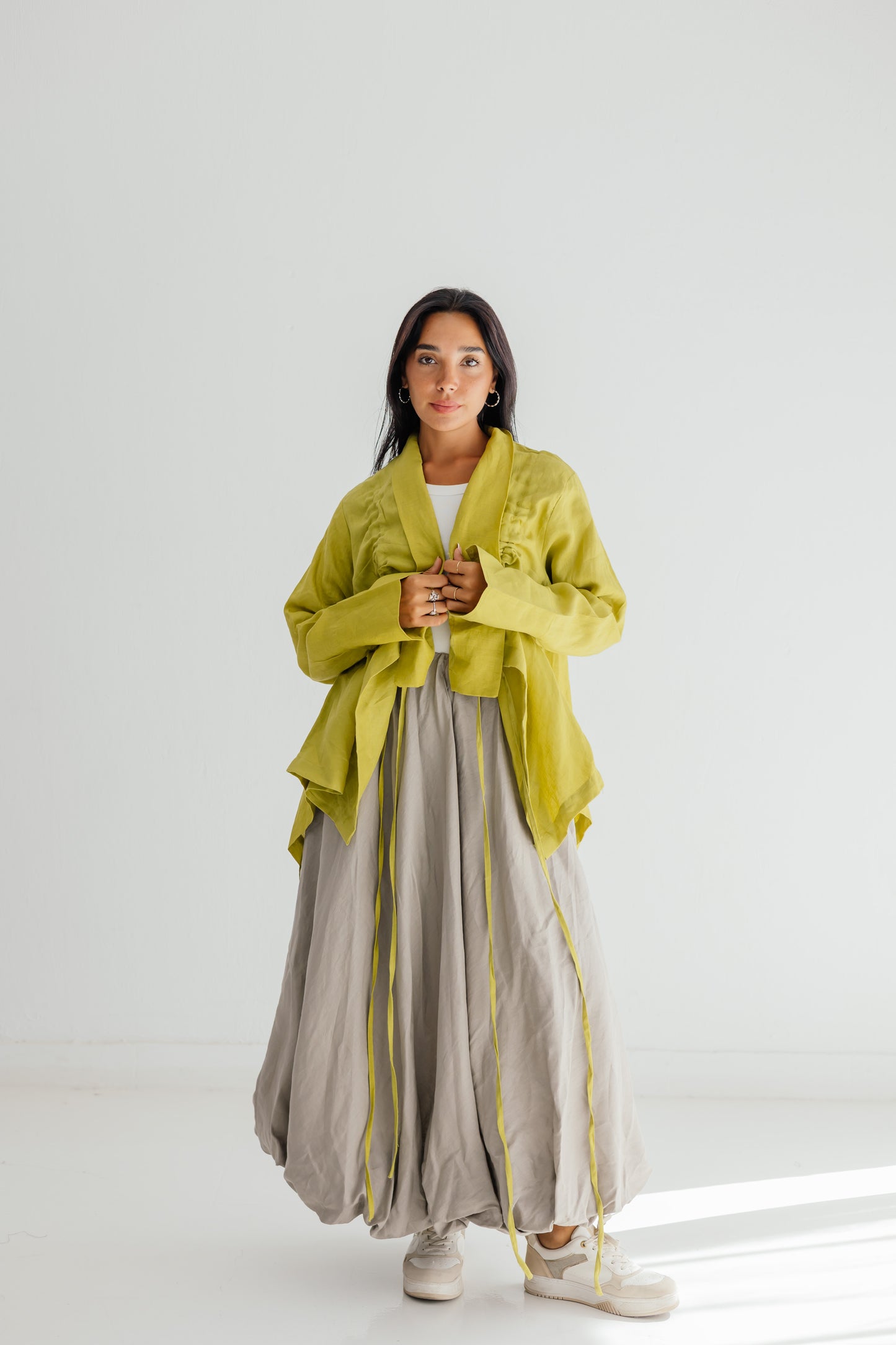 Elastic Kimono In Lime-green