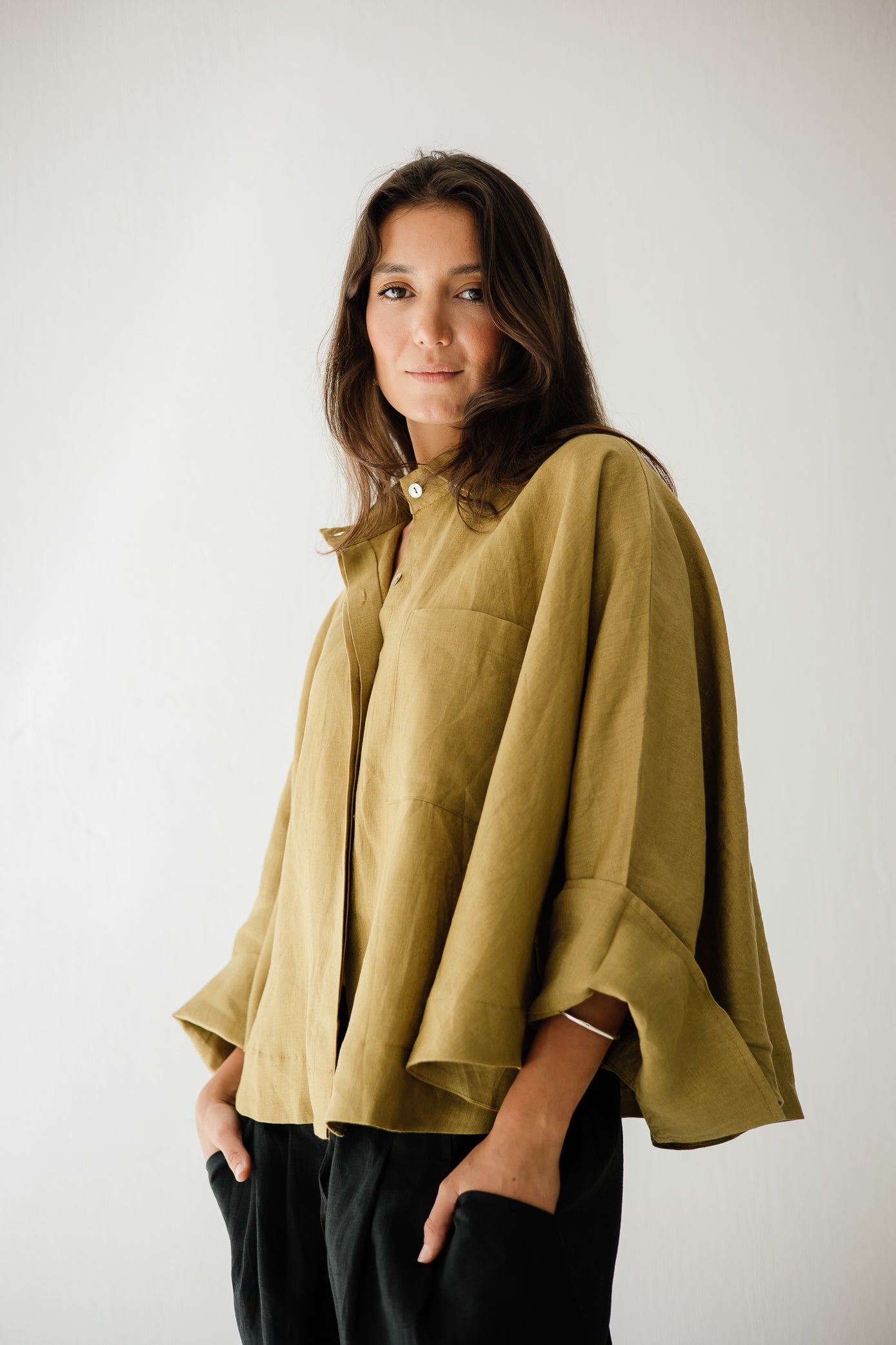 Butterfly Shirt In Dark lime-green