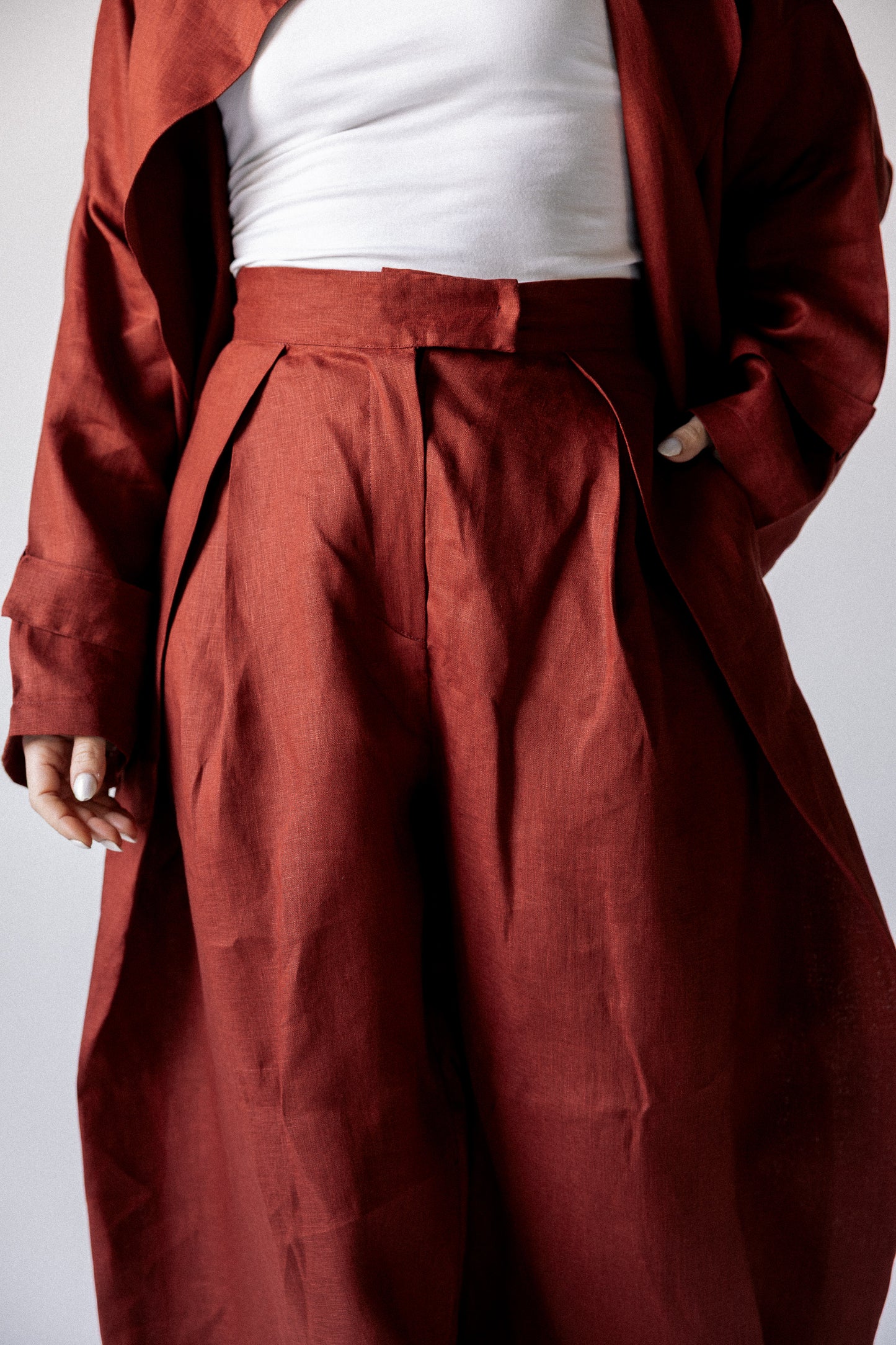 Double side set in burnt red