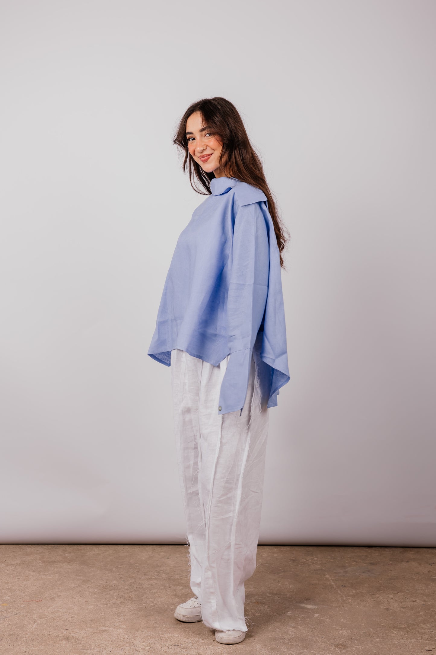 Collar Top In Blue