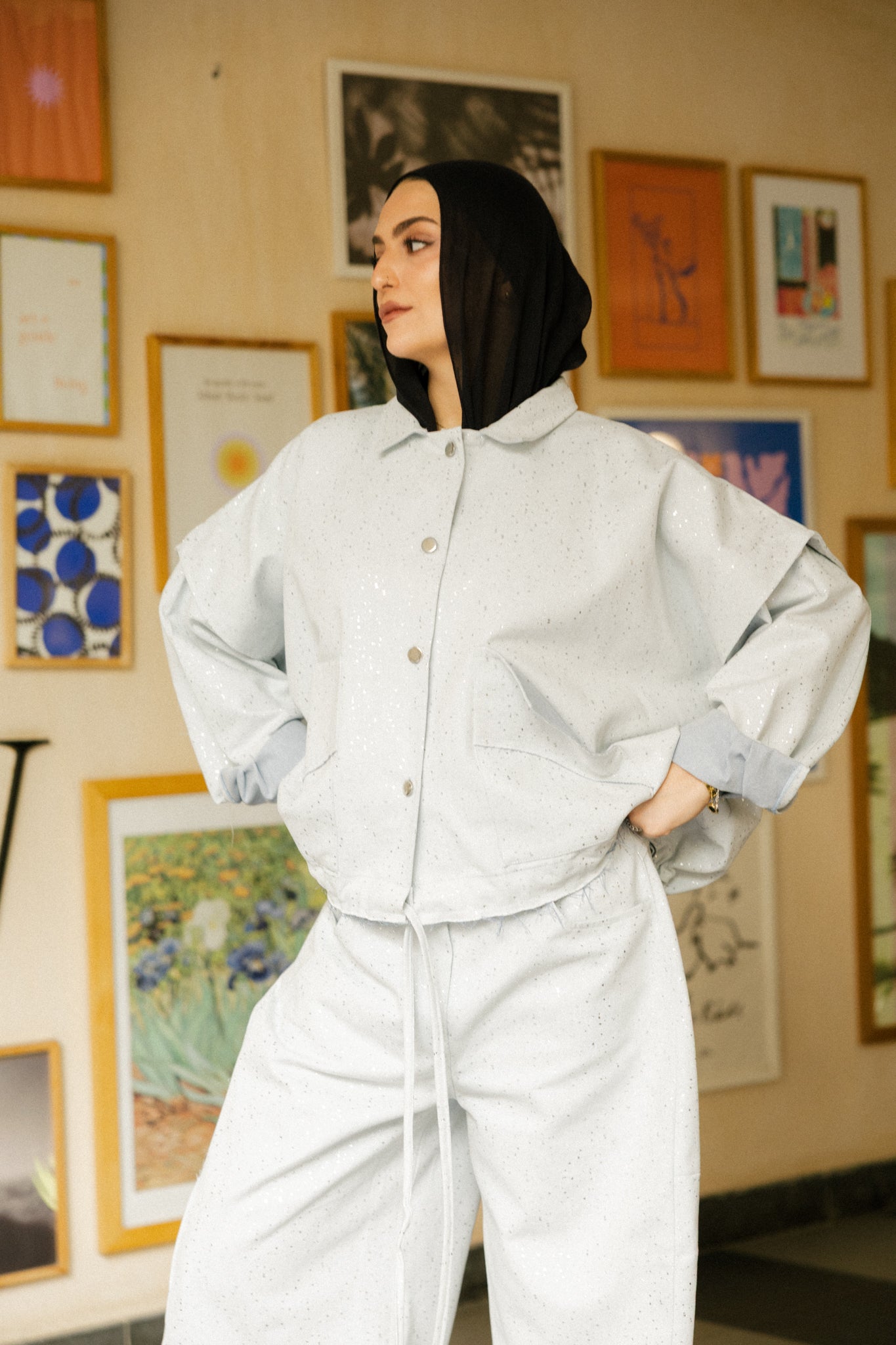 Balloon denim set in light denim