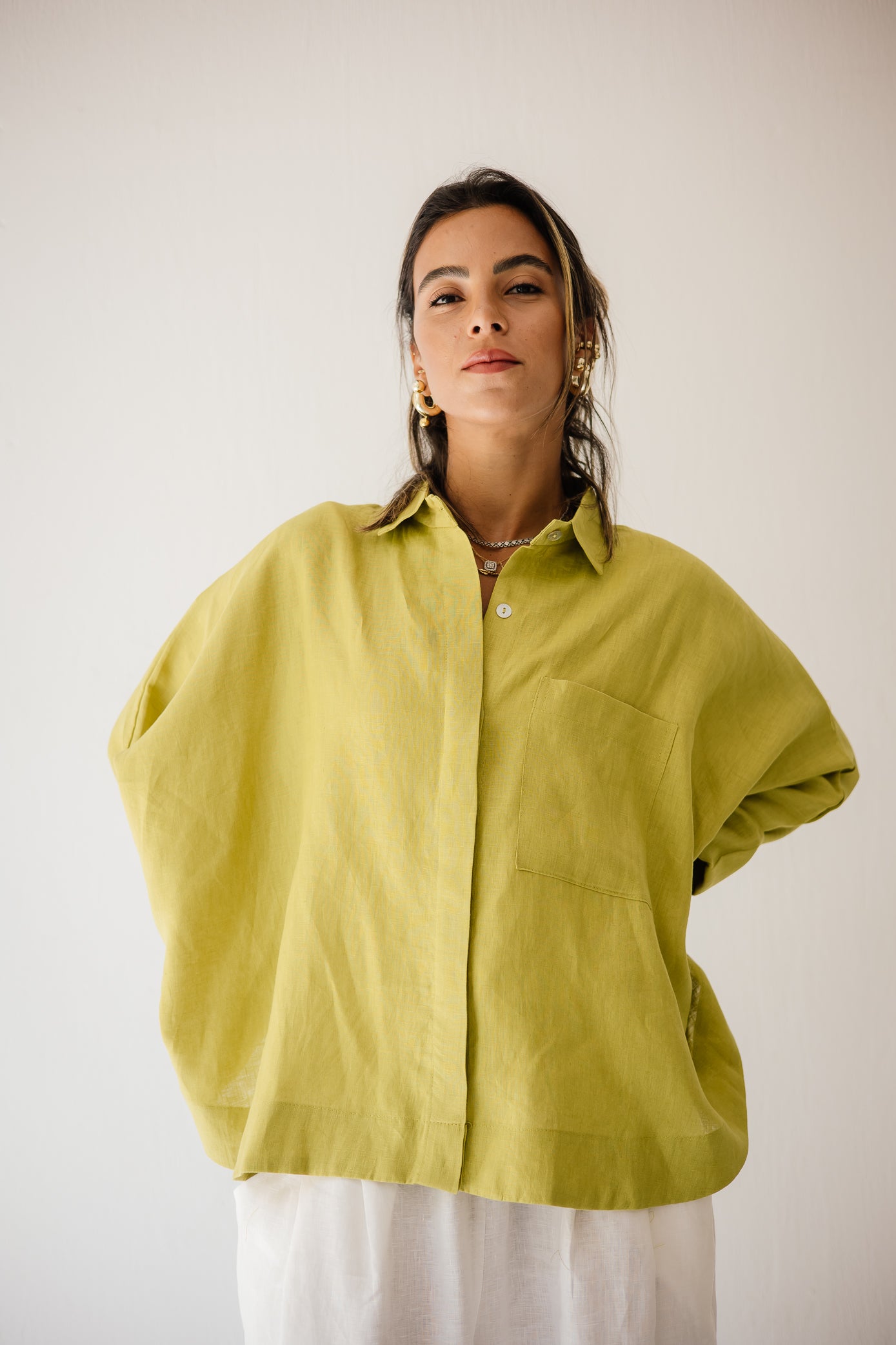 Butterfly Shirt In Lime-green