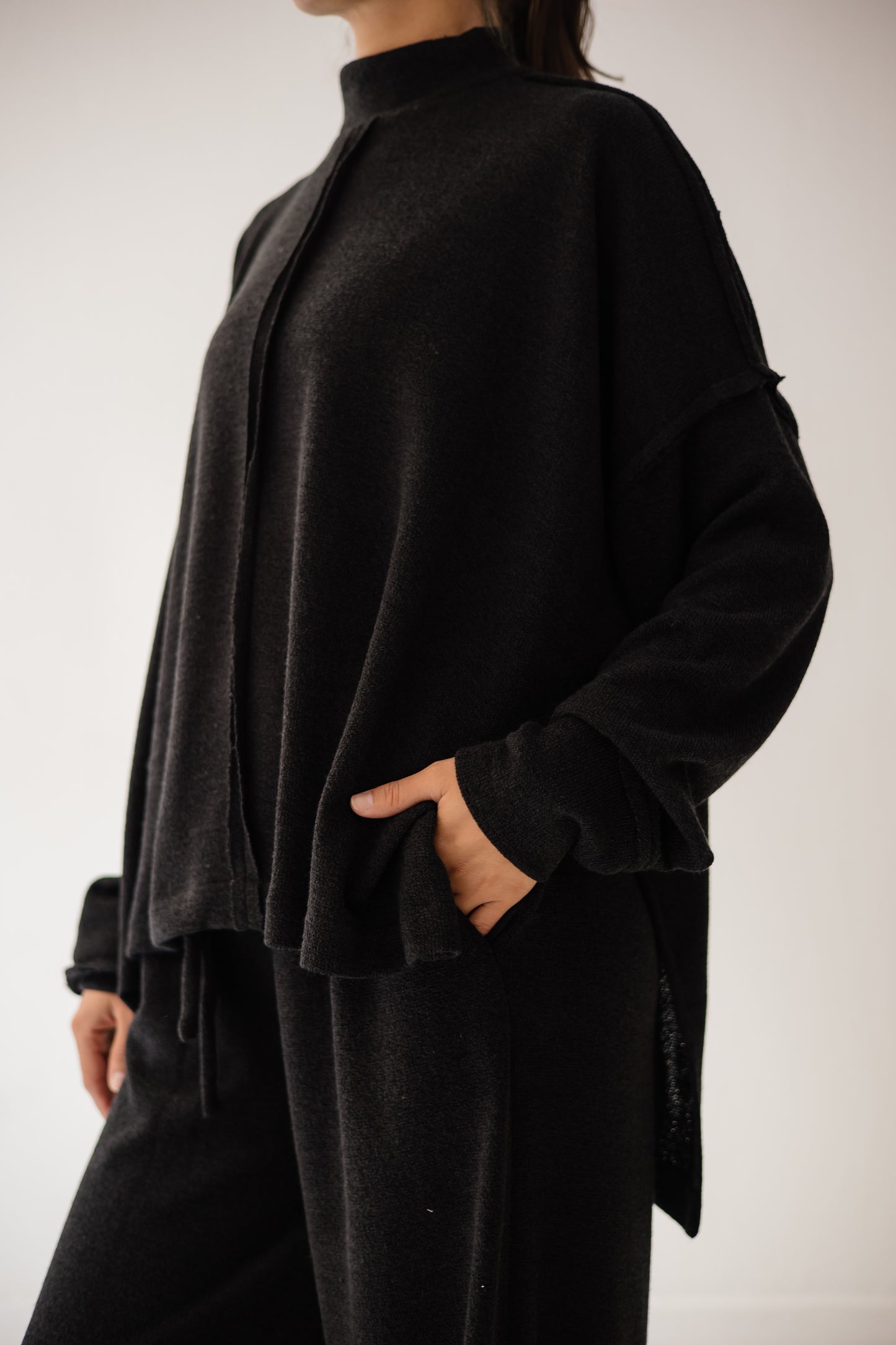 Unfinished Wool Set In Black