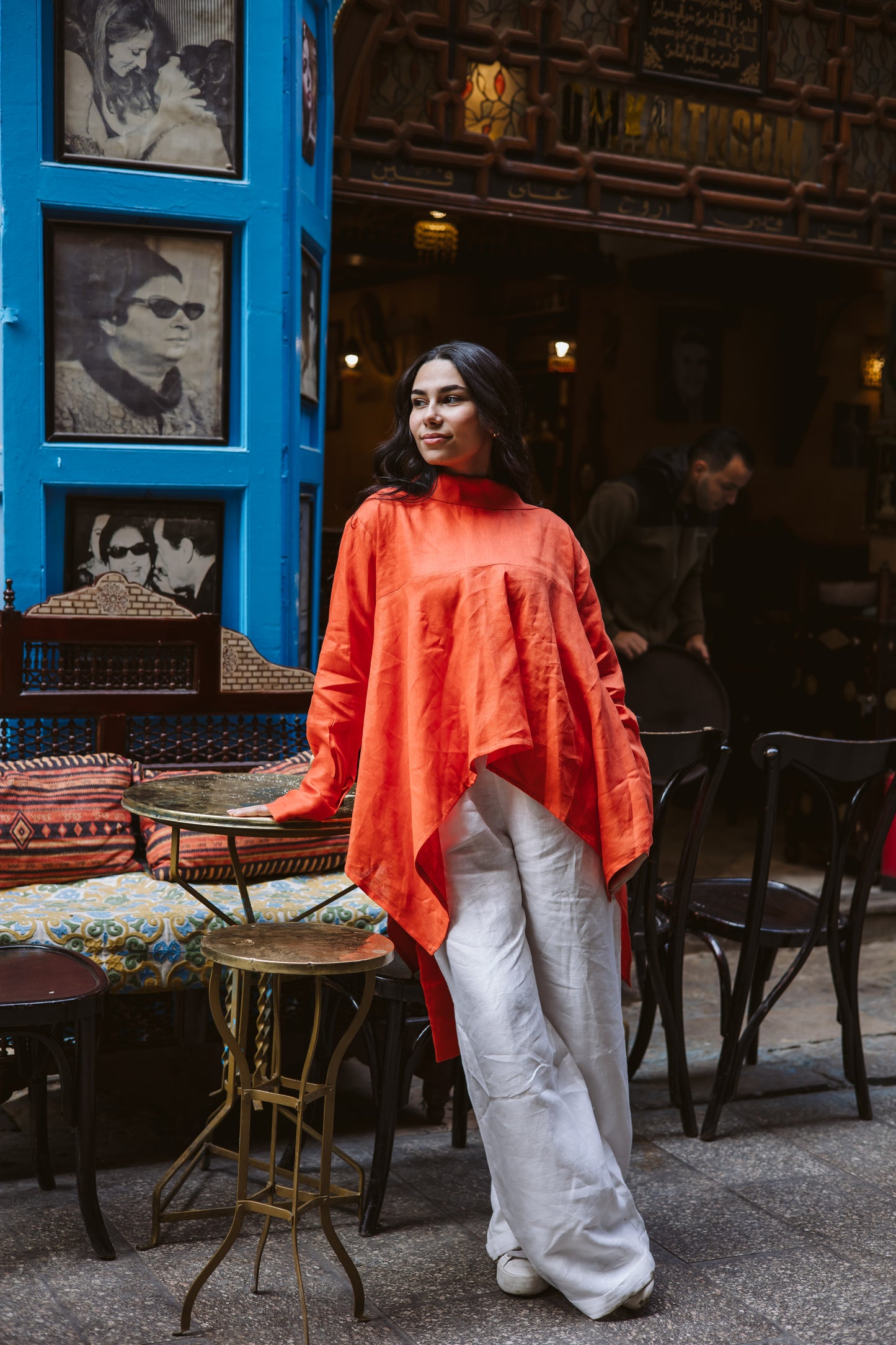 High-low Ribbon Top In Orange