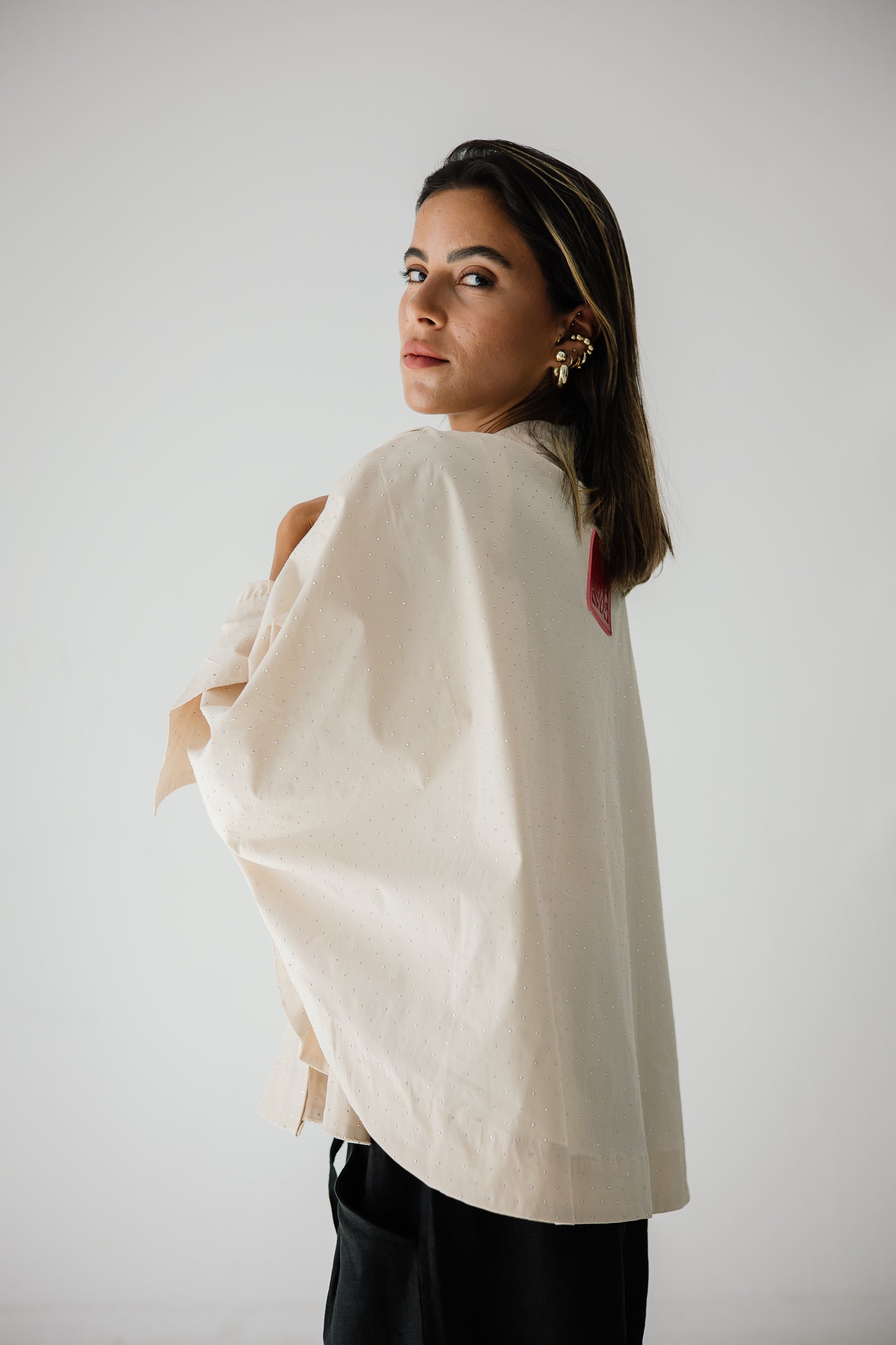 Studding Butterfly Shirt In Creamy
