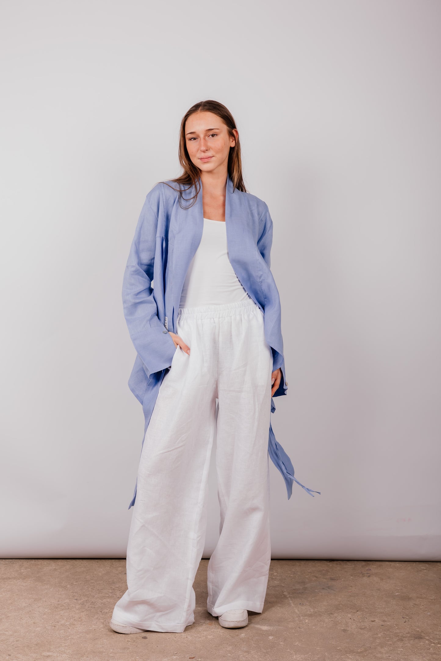 Double Collar With Fringes In Blue