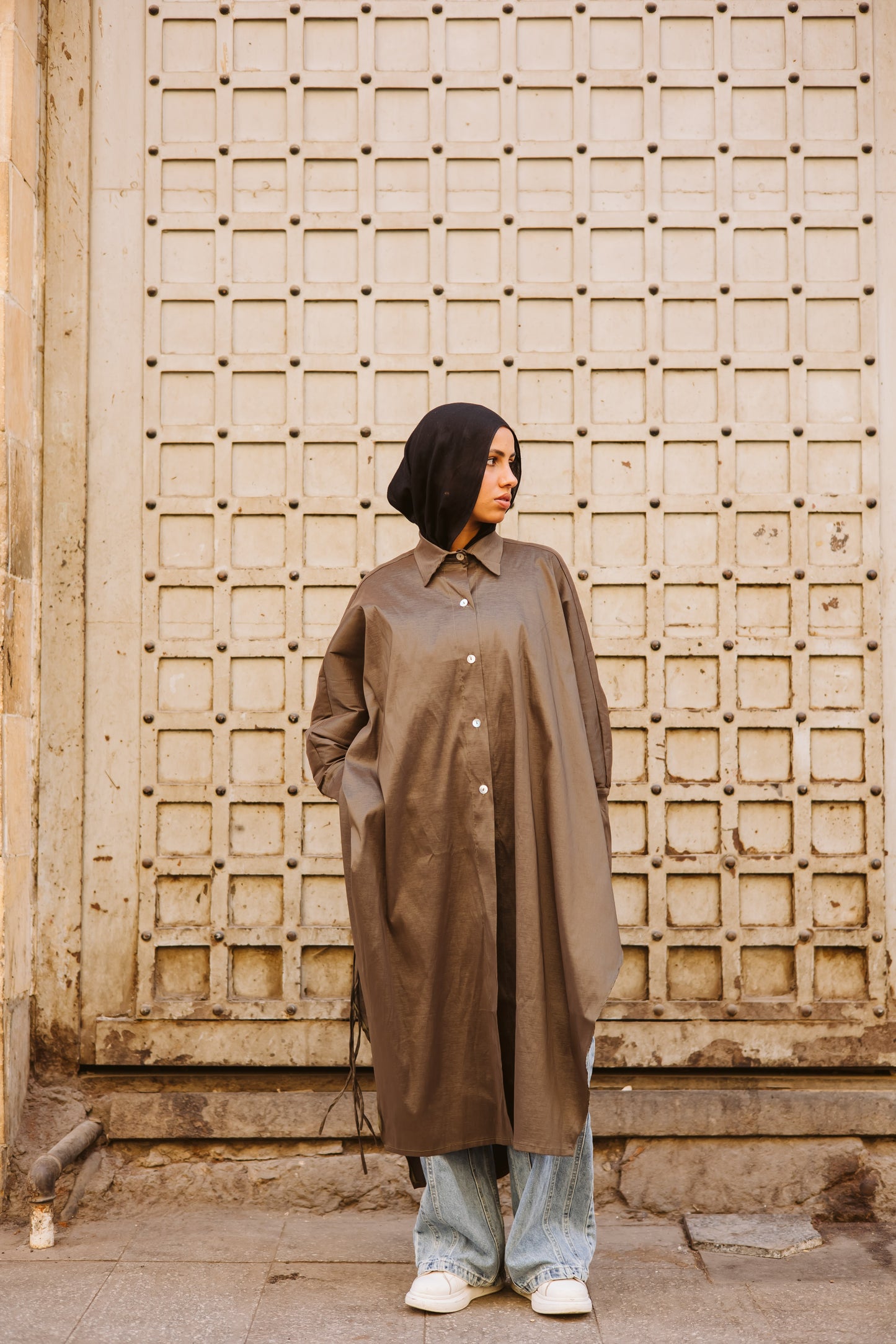 Long Fringes Kaftan In Olive