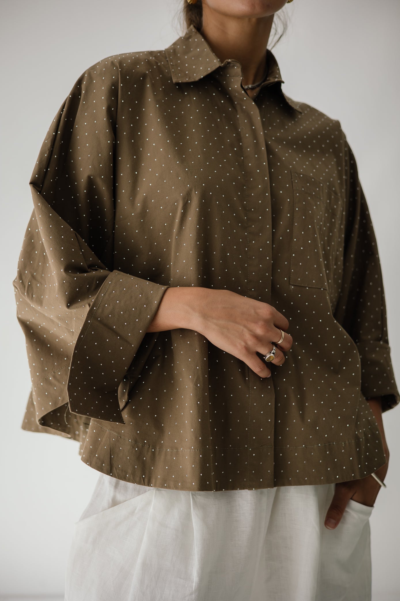 Studding Butterfly Shirt In Brown