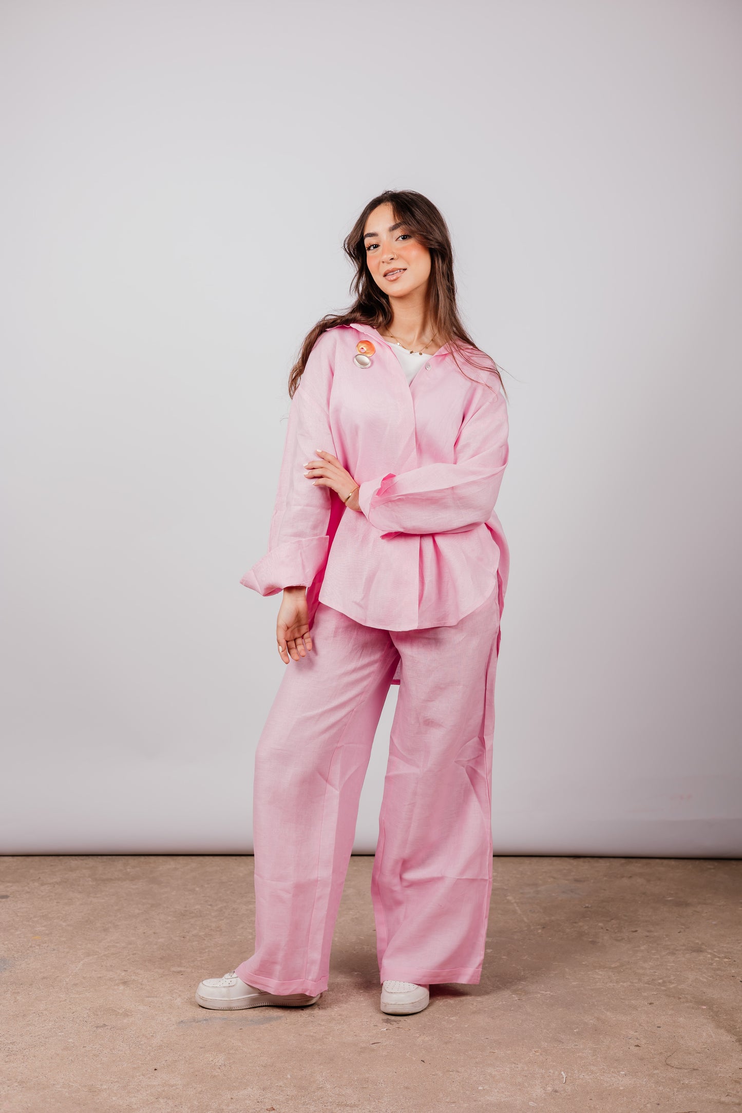 Daily Linen Shirt In Pink
