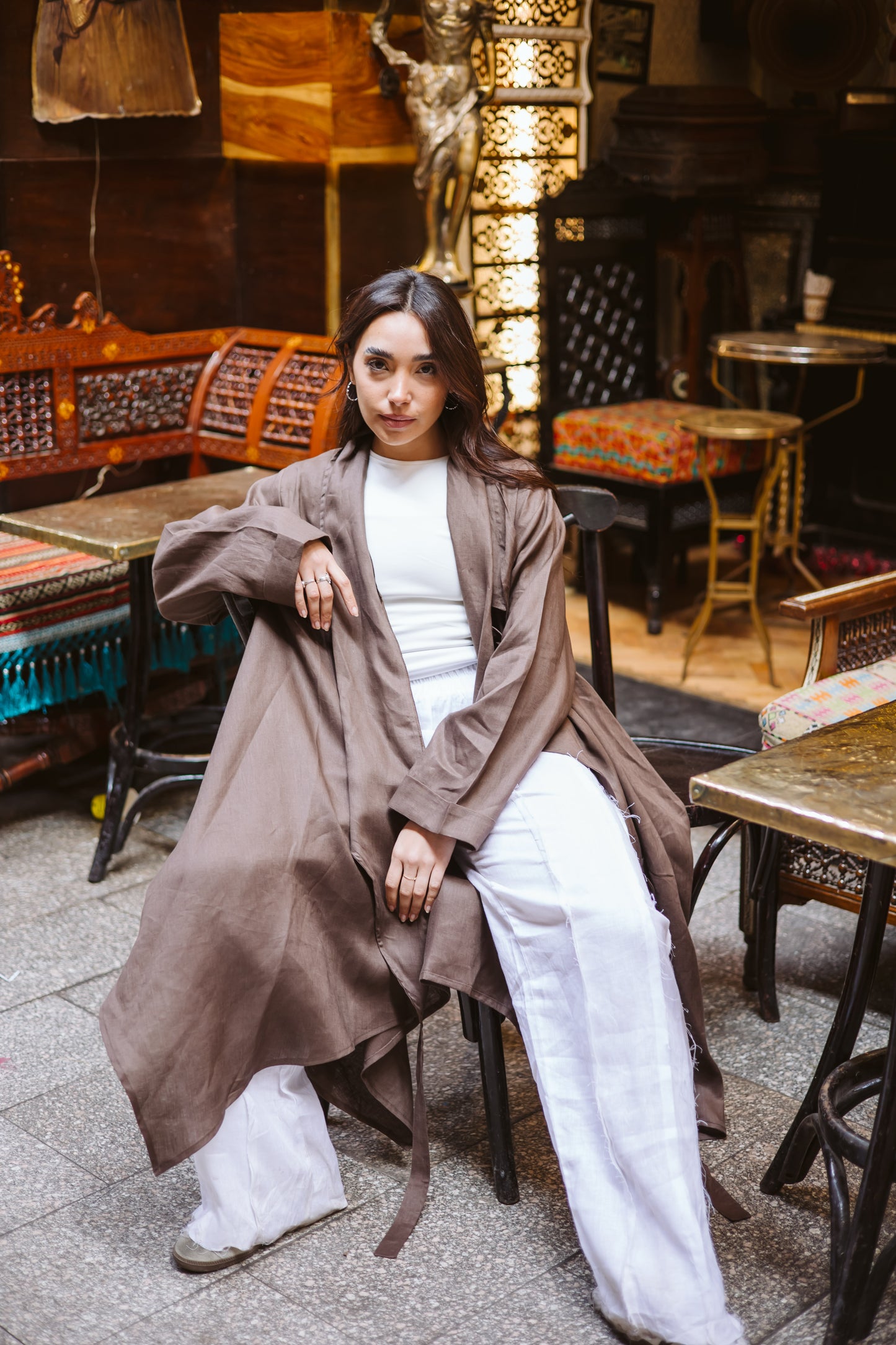 High-low Kimono In Brown
