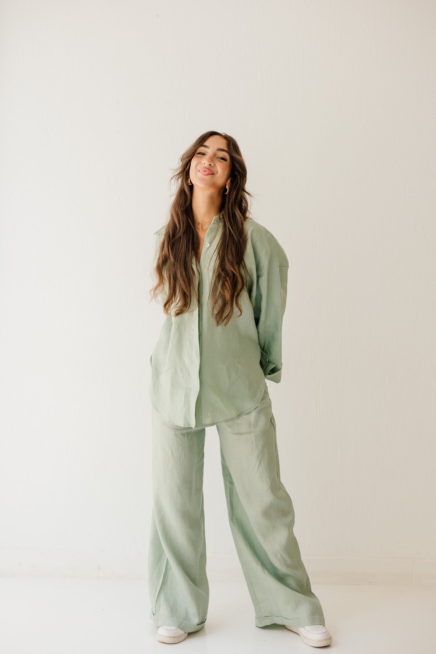 Daily Linen Shirt In Mint