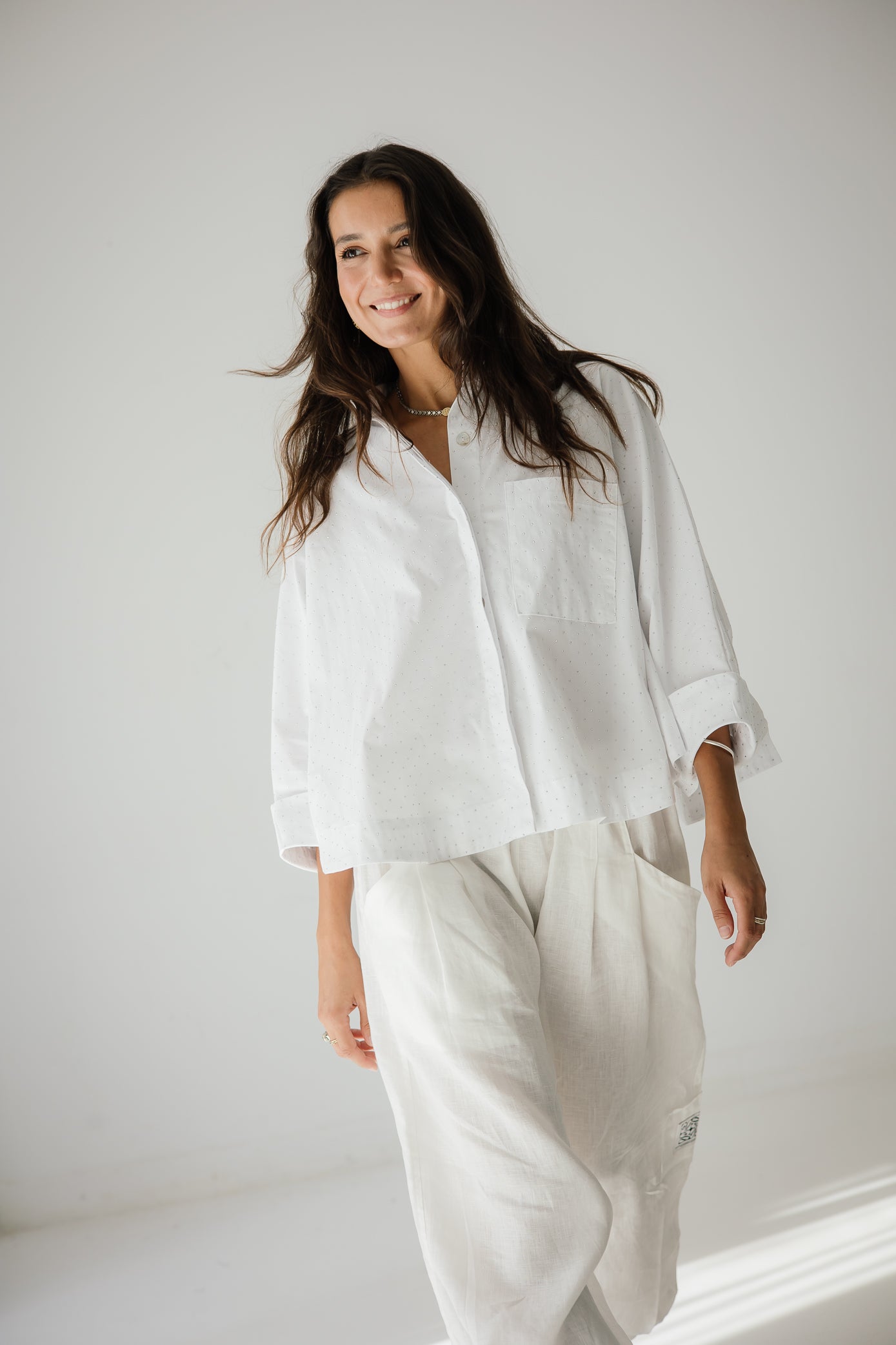 Studding Butterfly Shirt In White