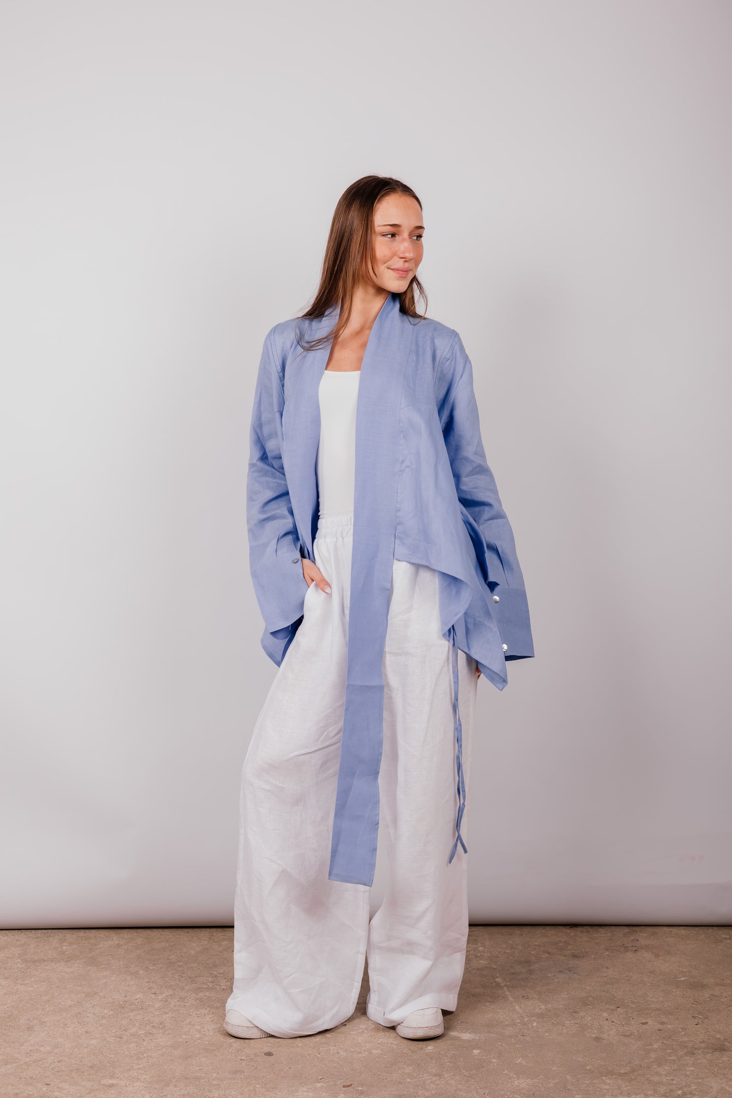 Double Collar With Fringes In Blue