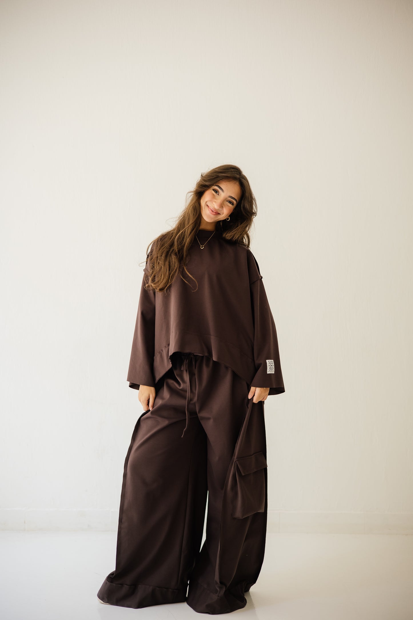 Pocket Cotton Set In Brown