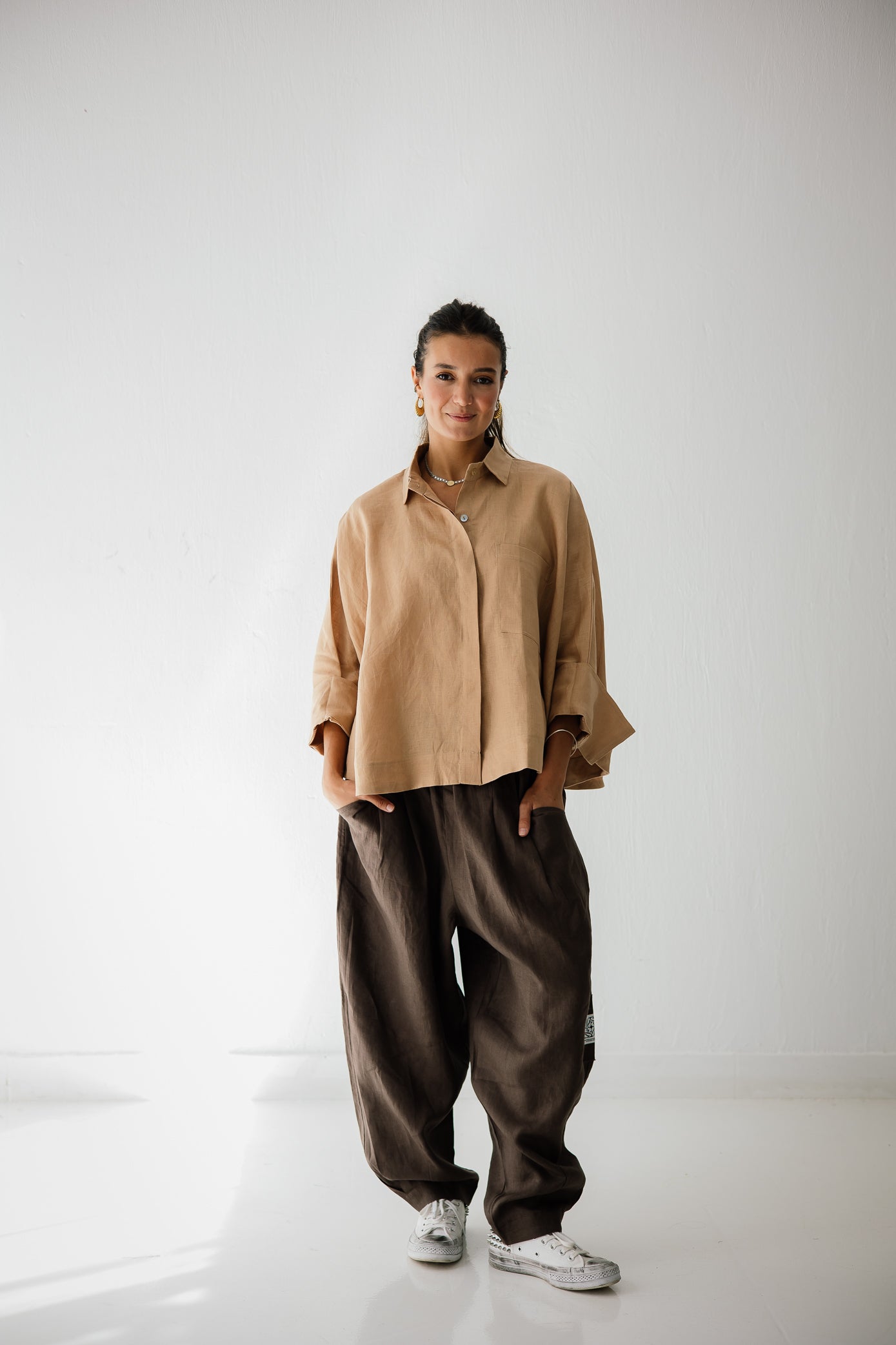 Butterfly Shirt In Light Camel