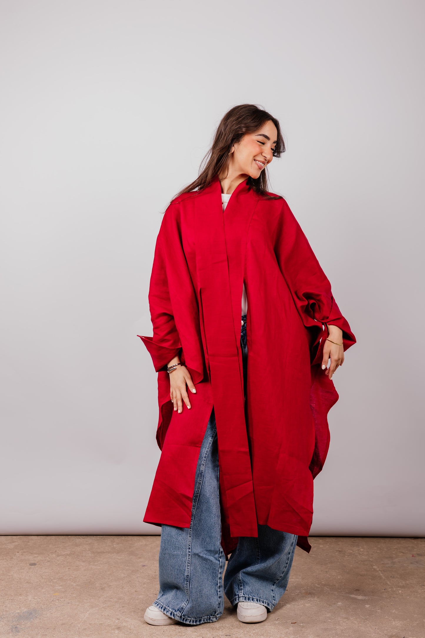 Double Collar Kimono In Red