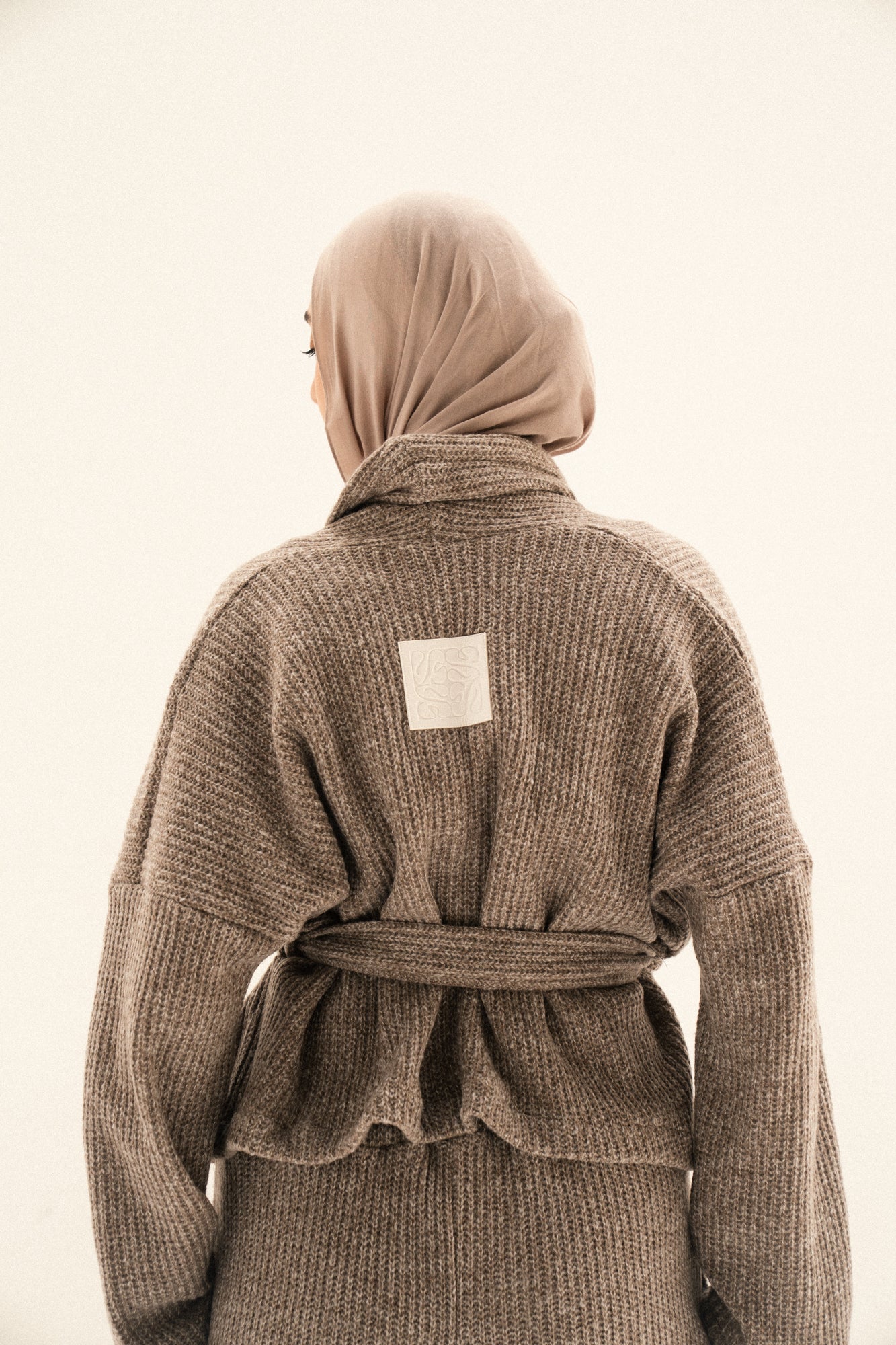 Short Kimono Knitted Set In Dark-cafe