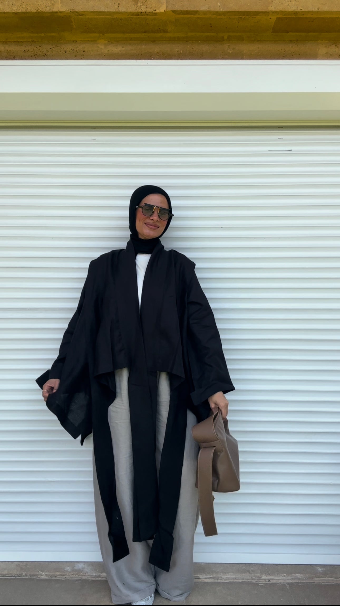Short double collar kimono In Black