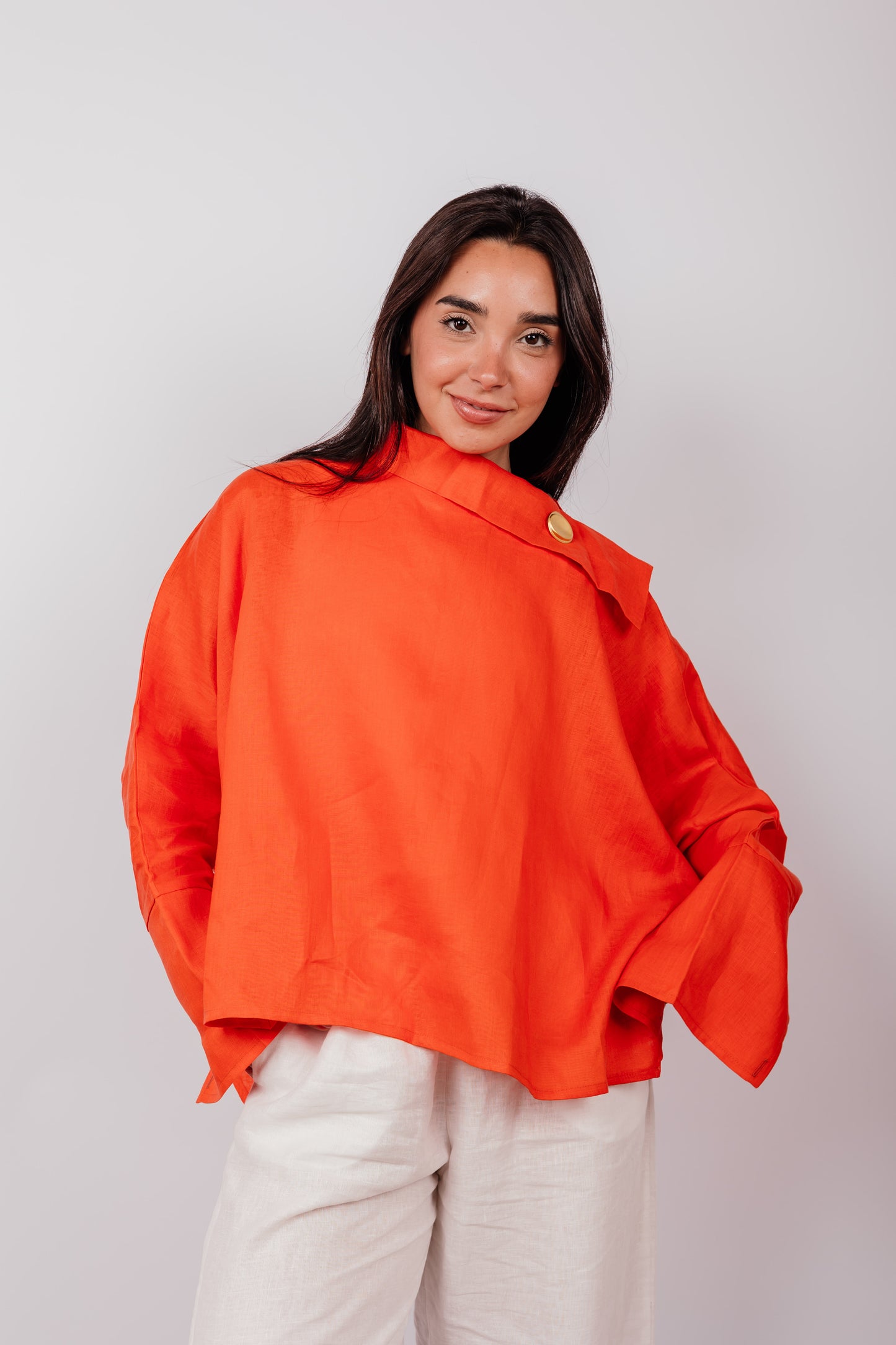 Collar Top In Orange