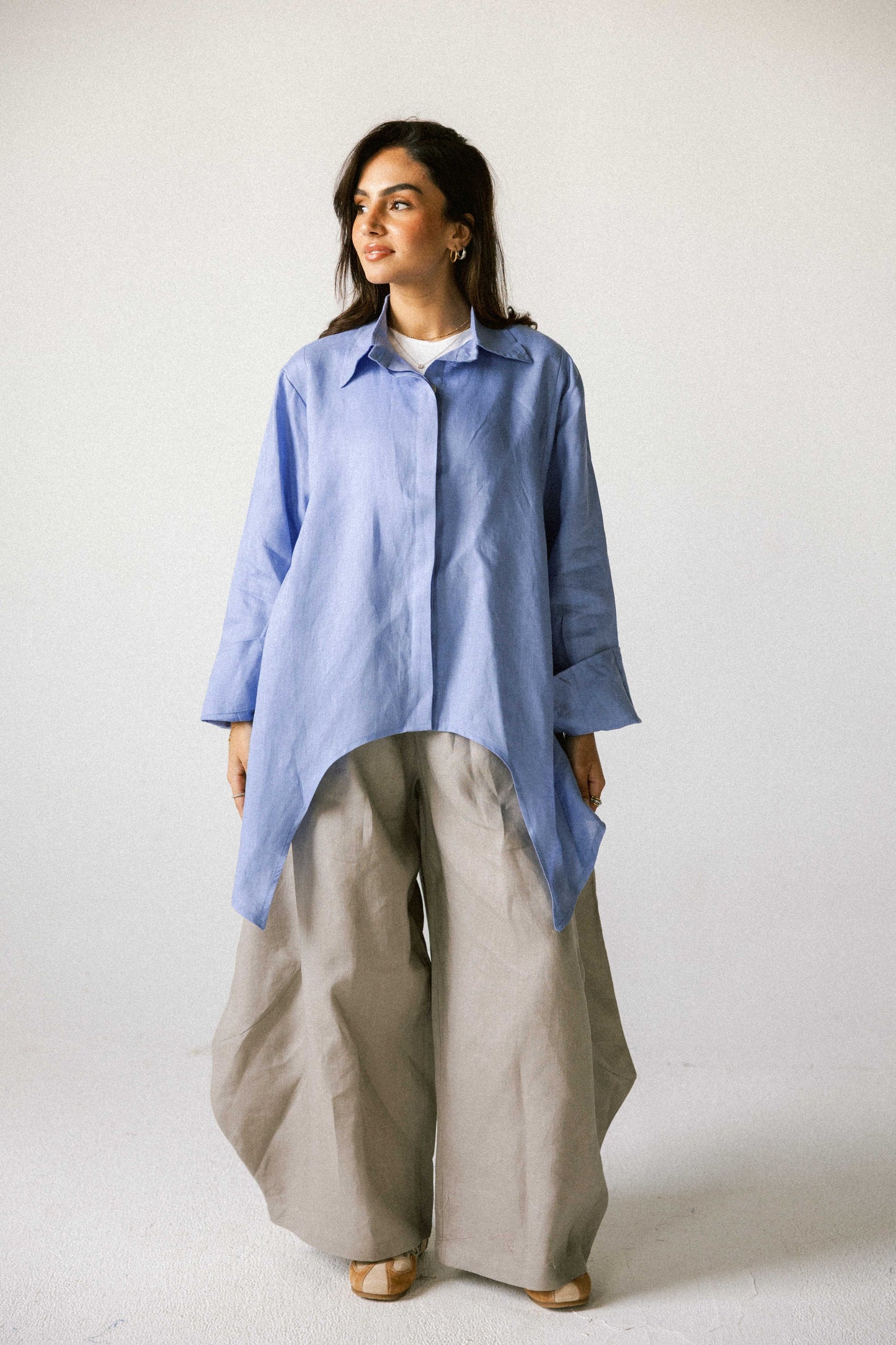 Round shirt in blue