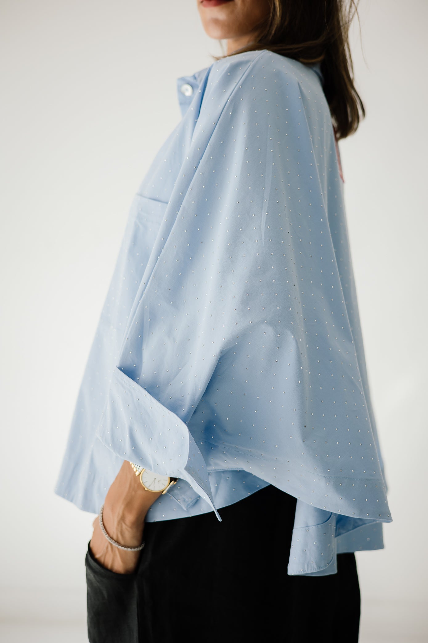 Studding Butterfly Shirt In Blue