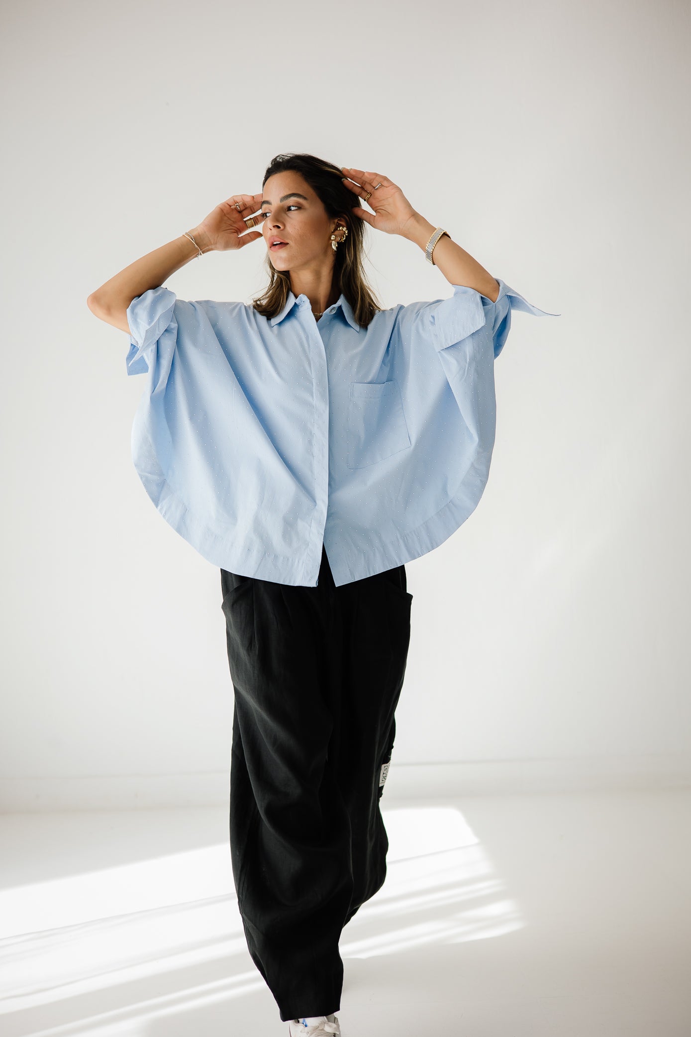 Studding Butterfly Shirt In Blue