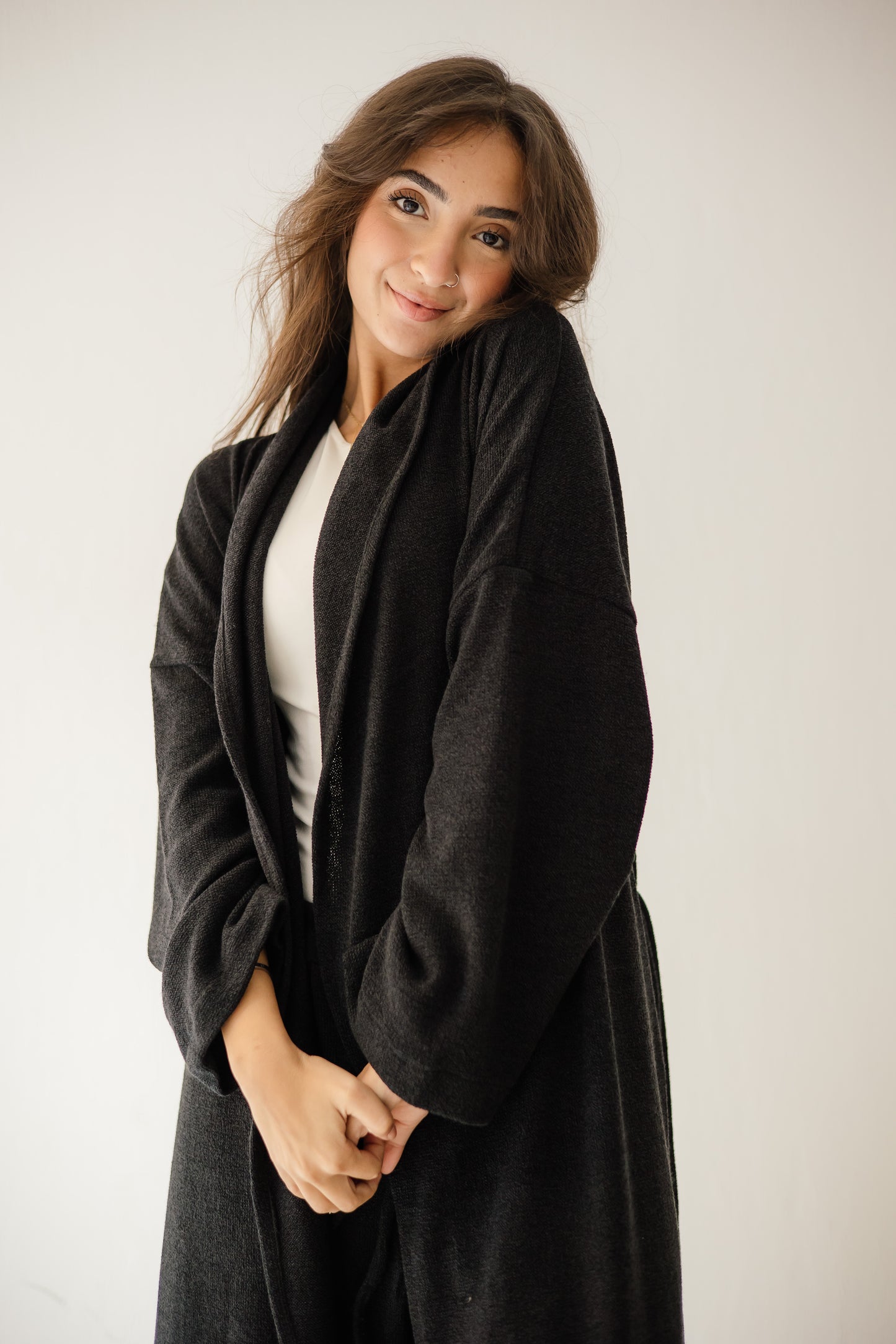Unfinished Wool Set In Black