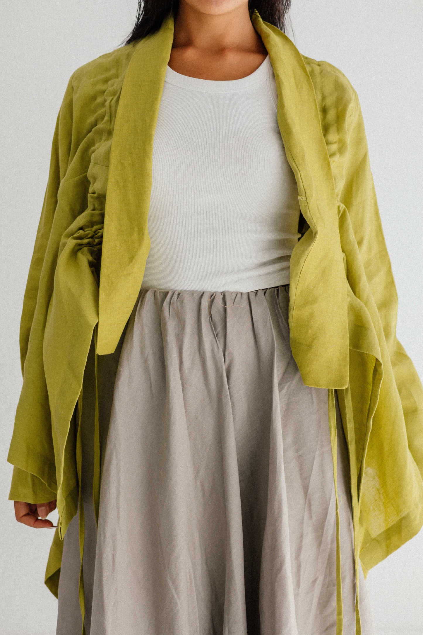 Elastic Kimono In Lime-green