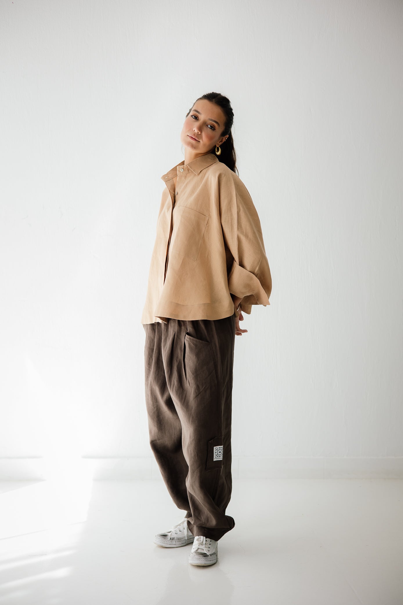Butterfly Shirt In Light Camel