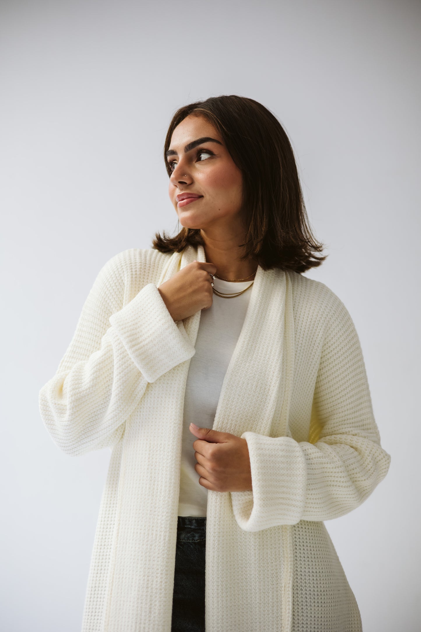 Knitted love cardigan in white