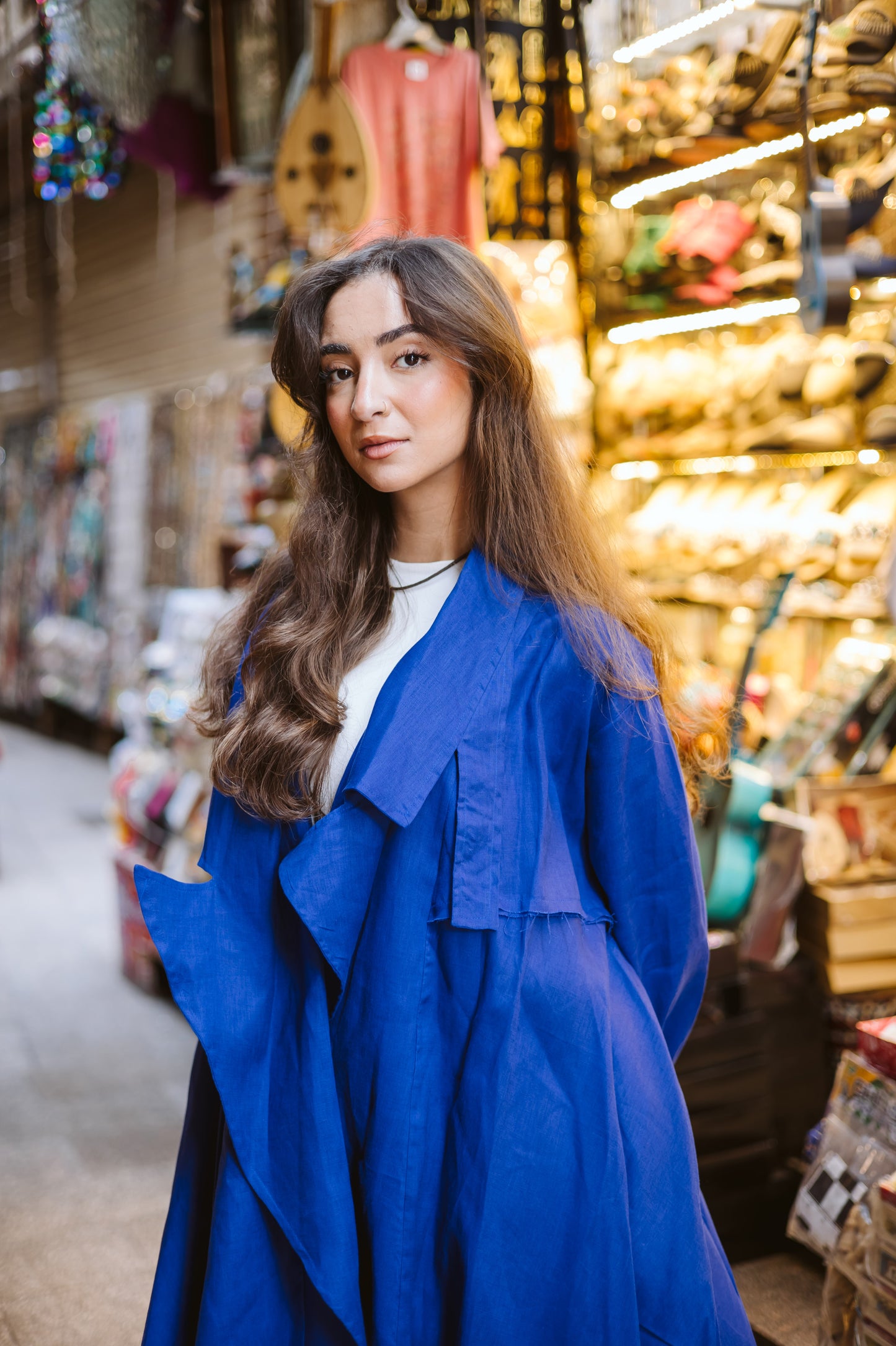High-Low Kimono In Royal-Blue
